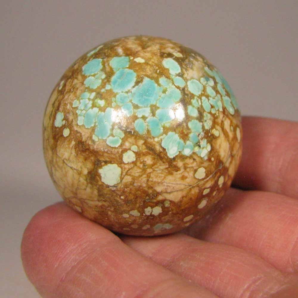40mm TURQUOISE Gemstone Sphere Ball w/ Stand – Nevada Number 8 Mine