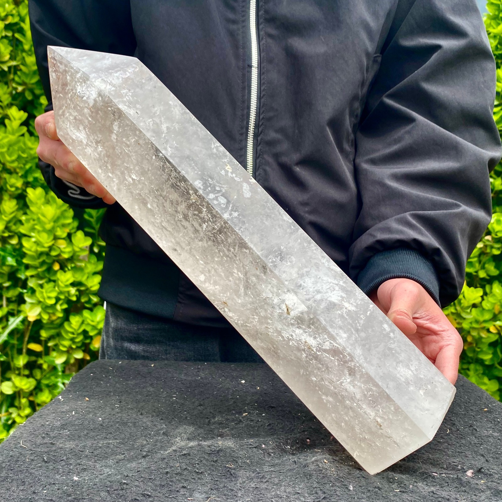 14.6LB Natural Clear Quartz Crystal Point Healing Wand Polished Rock