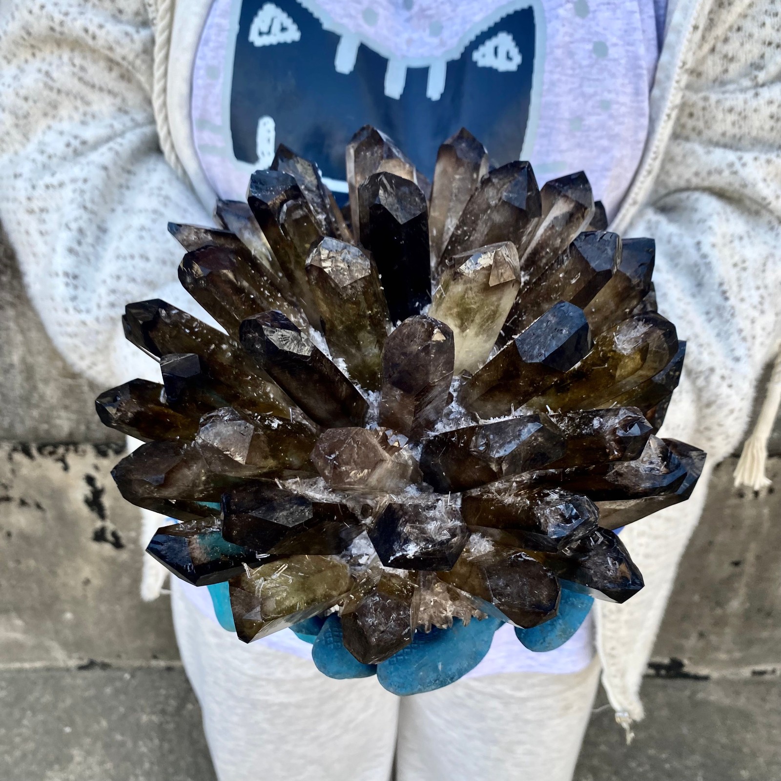 13.27LB New Find black Phantom Quartz Crystal Cluster Mineral Specimen Healing