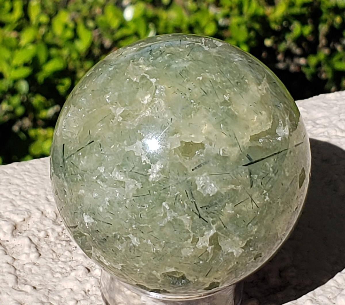 2.1″ Prehnite Epidote Green Tourmaline Crystal Sphere Orb Ball, 236g or 8.3 oz