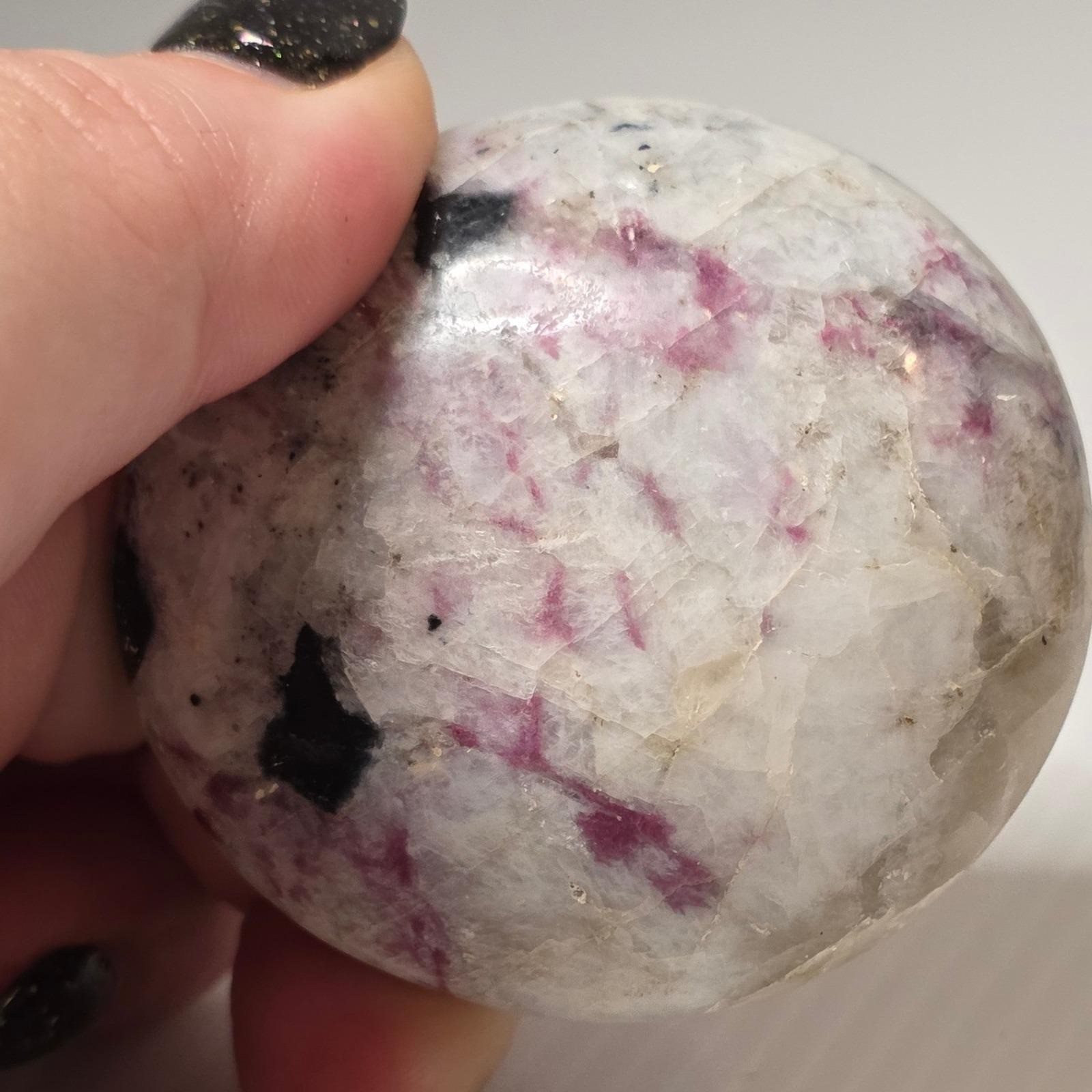 Unbranded Pink Tourmaline Quartz Palm Stone 2in Pink White Fair Rubellite
