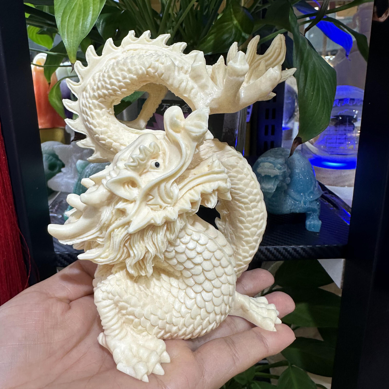 natural Genuine Taguo handmade engrave dragon skull healing decorate gift 1pc