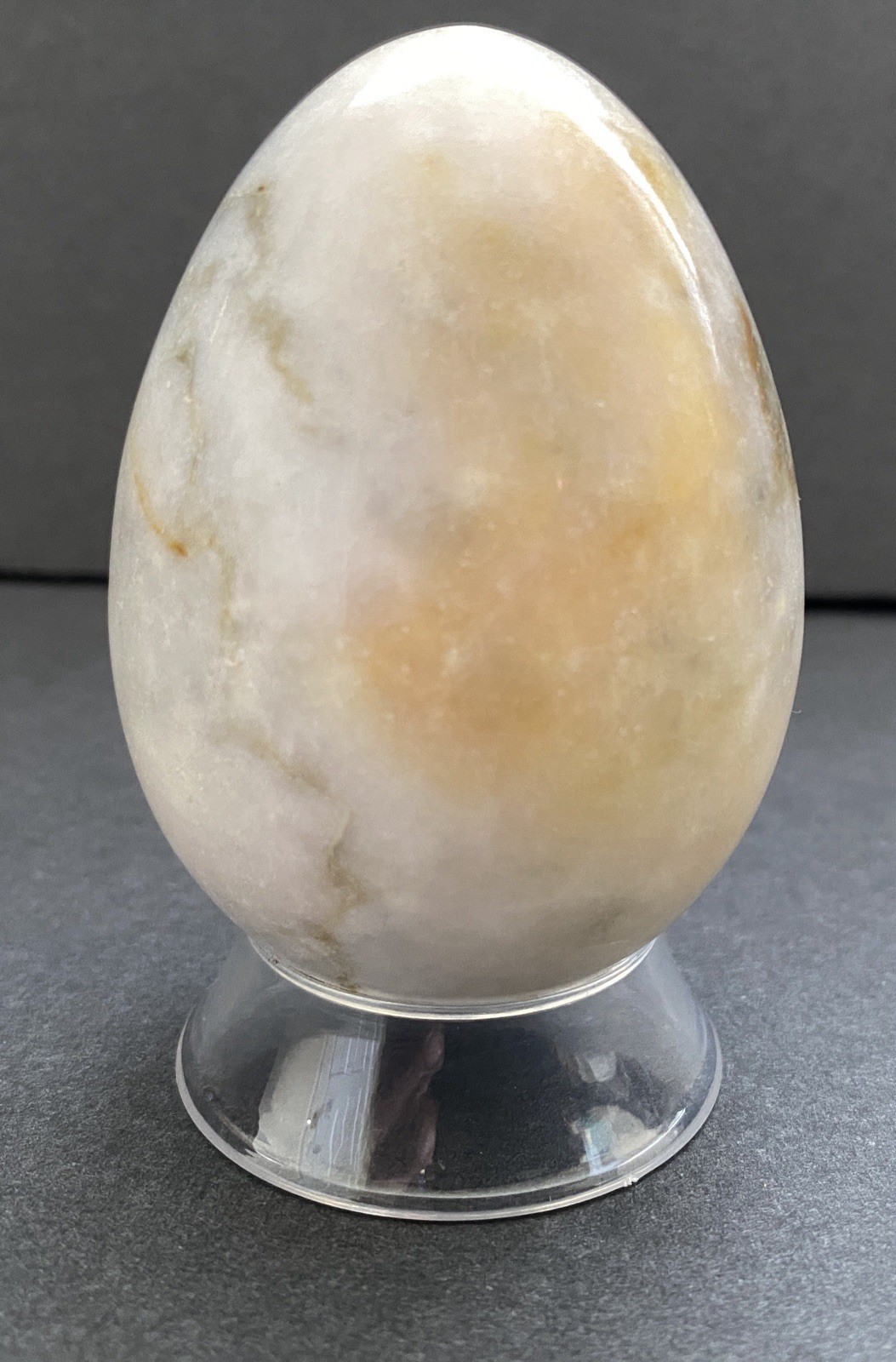 Natural Onyx Stone Egg With Stand Hand Polished Banded Agate Calcite Crystal