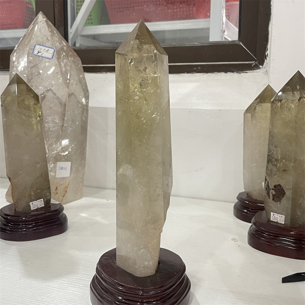 3.2LB 11.8″ Natural Smoky Quartz Obelisk Tower Crystal Quartz Energy+stand