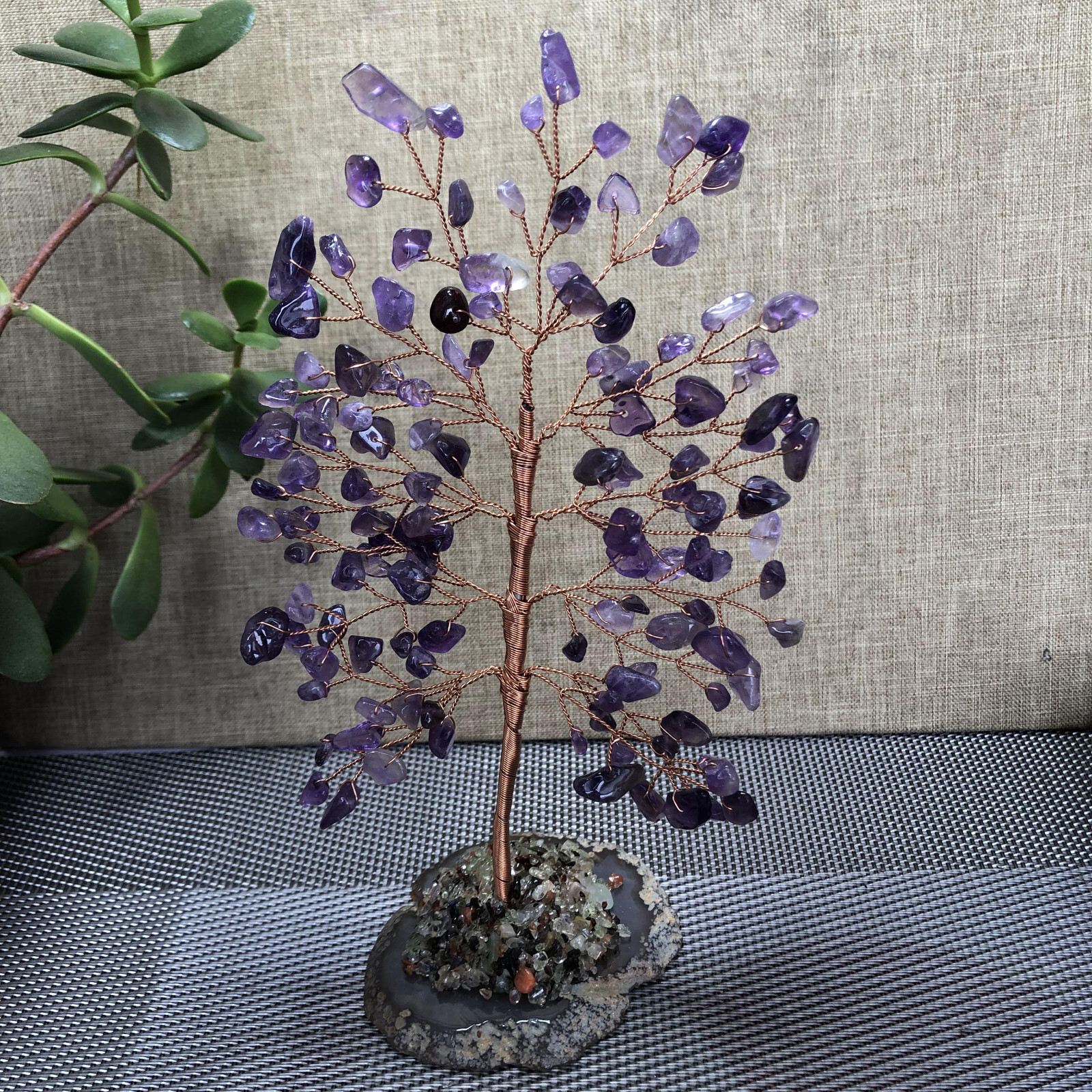 Natural beautiful crystal hand woven tree home decoration gift Dream Amethyst 18
