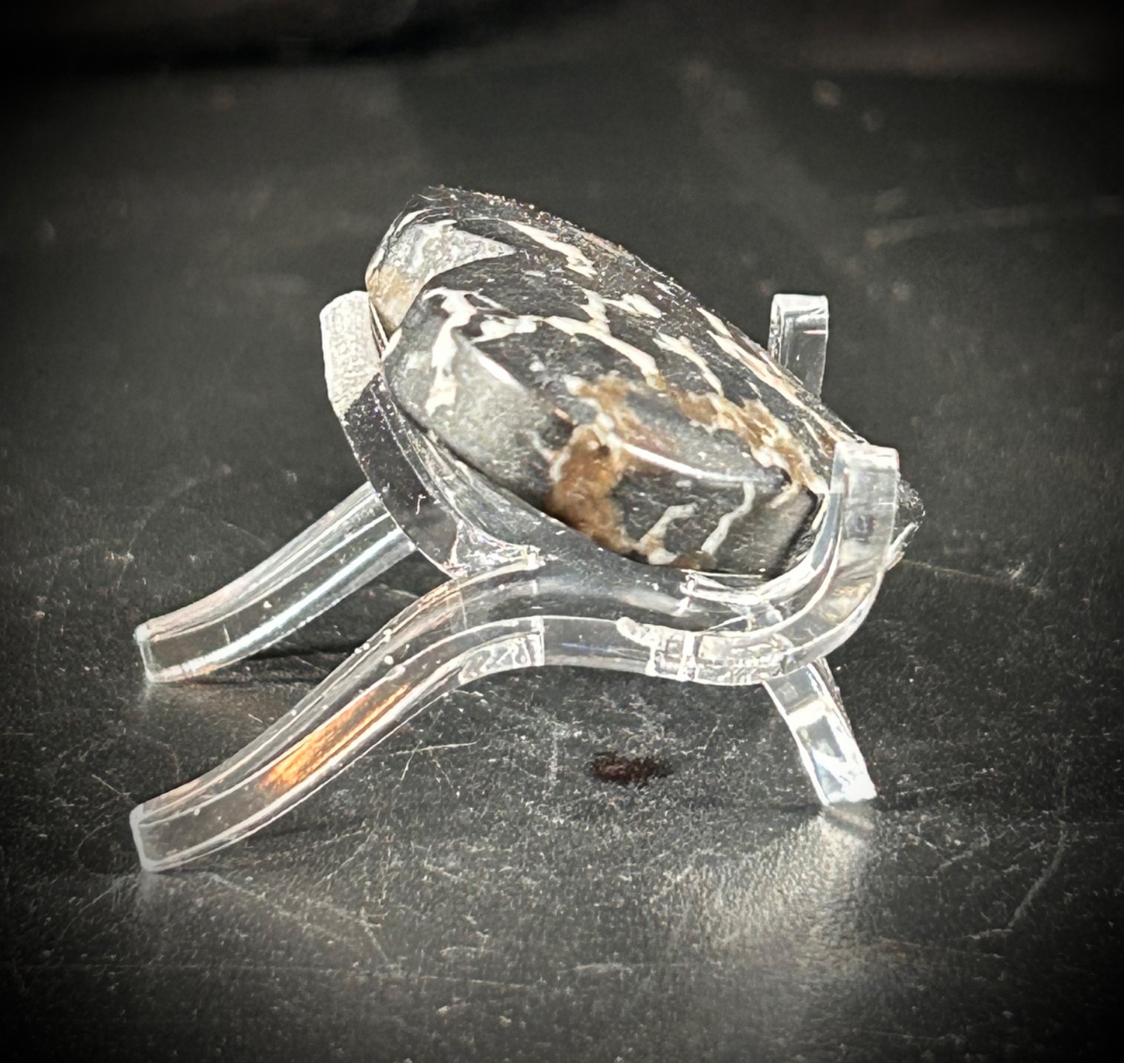 1.4″ Rare Franklinite And Willamite Heart With Acrylic Stand 1oz (28 grams)