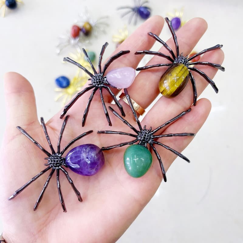 5 Pcs Natural mixed Agate Reiki Gemstone Spider Crystal Quartz Healing Decorate