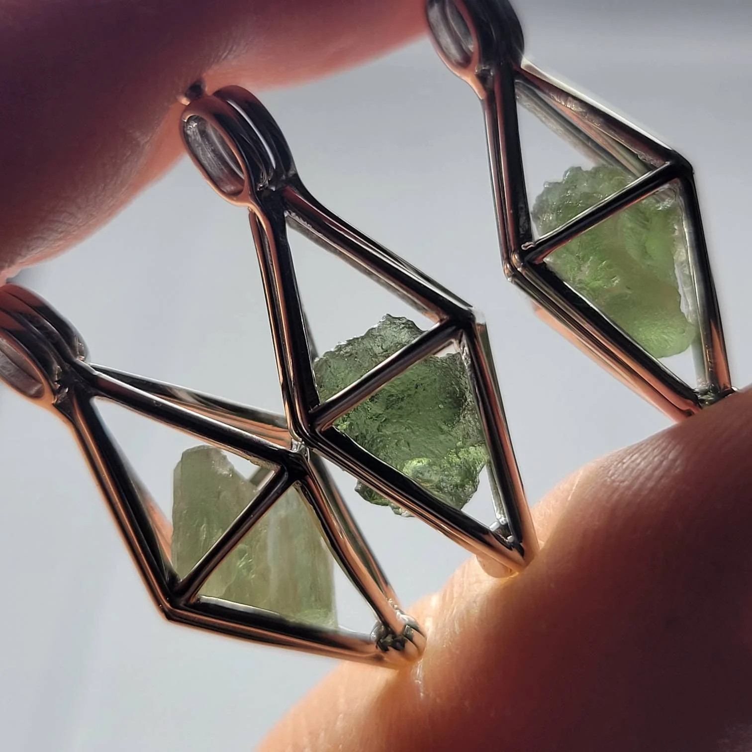 Moldavite Prism Pendant
