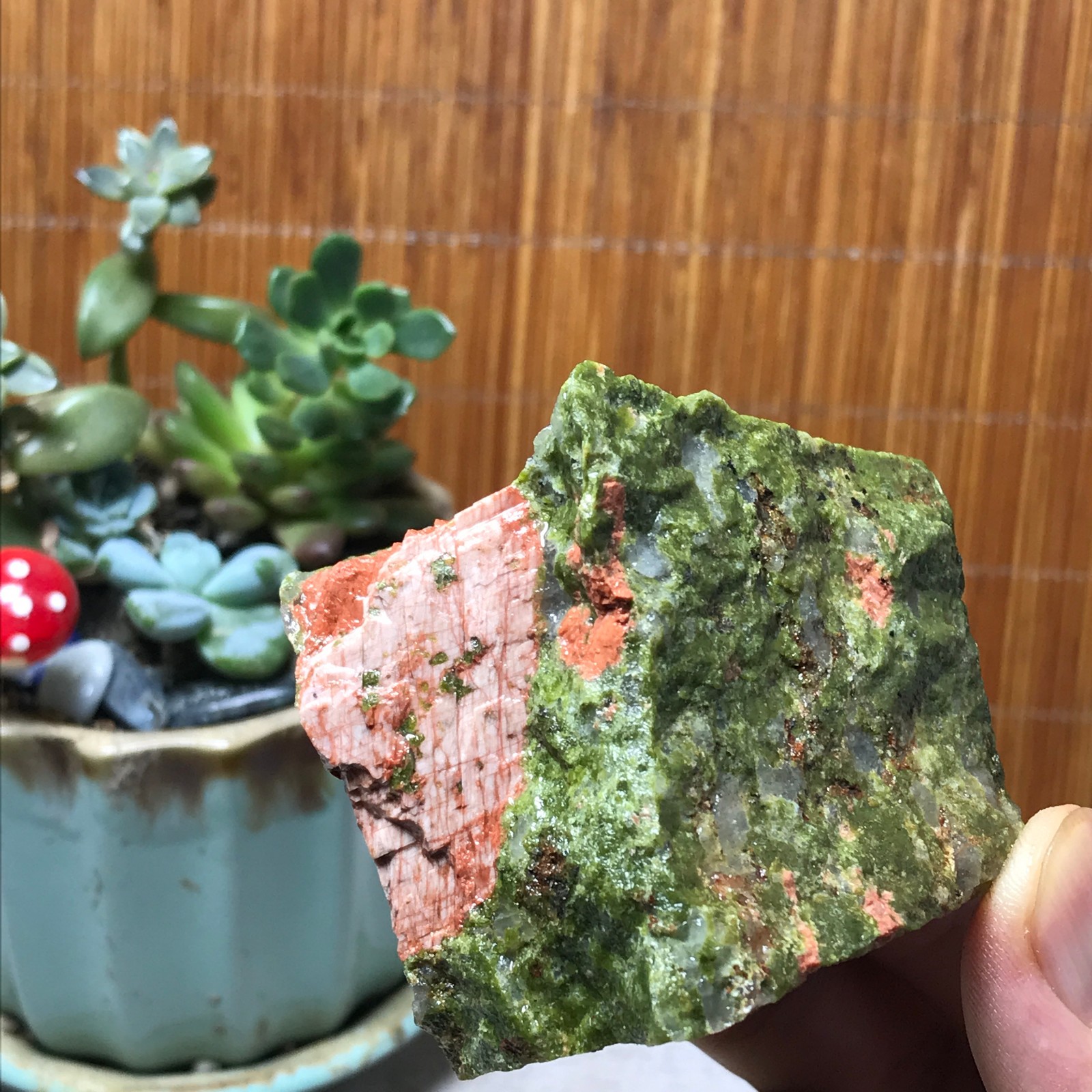 198g Natural Unakite Crystal gemstone Rough Mineral Specimen healing A6350