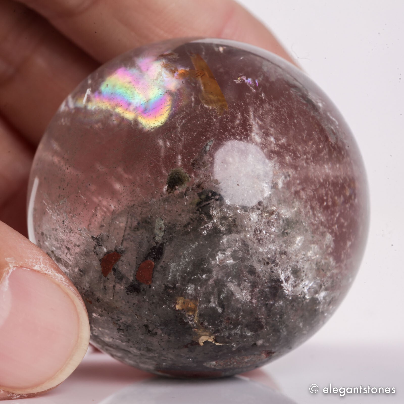 88g40mm Natural Garden/Phantom/Ghost/Lodolite Quartz Crystal Sphere Healing Ball