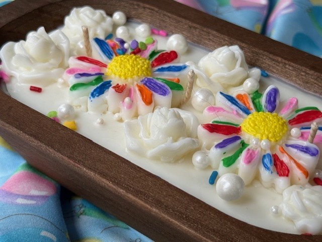 Birthday Celebrate Dough Bowl Soy Candle, Wooden Dough Bowl, Celebration Gift, B