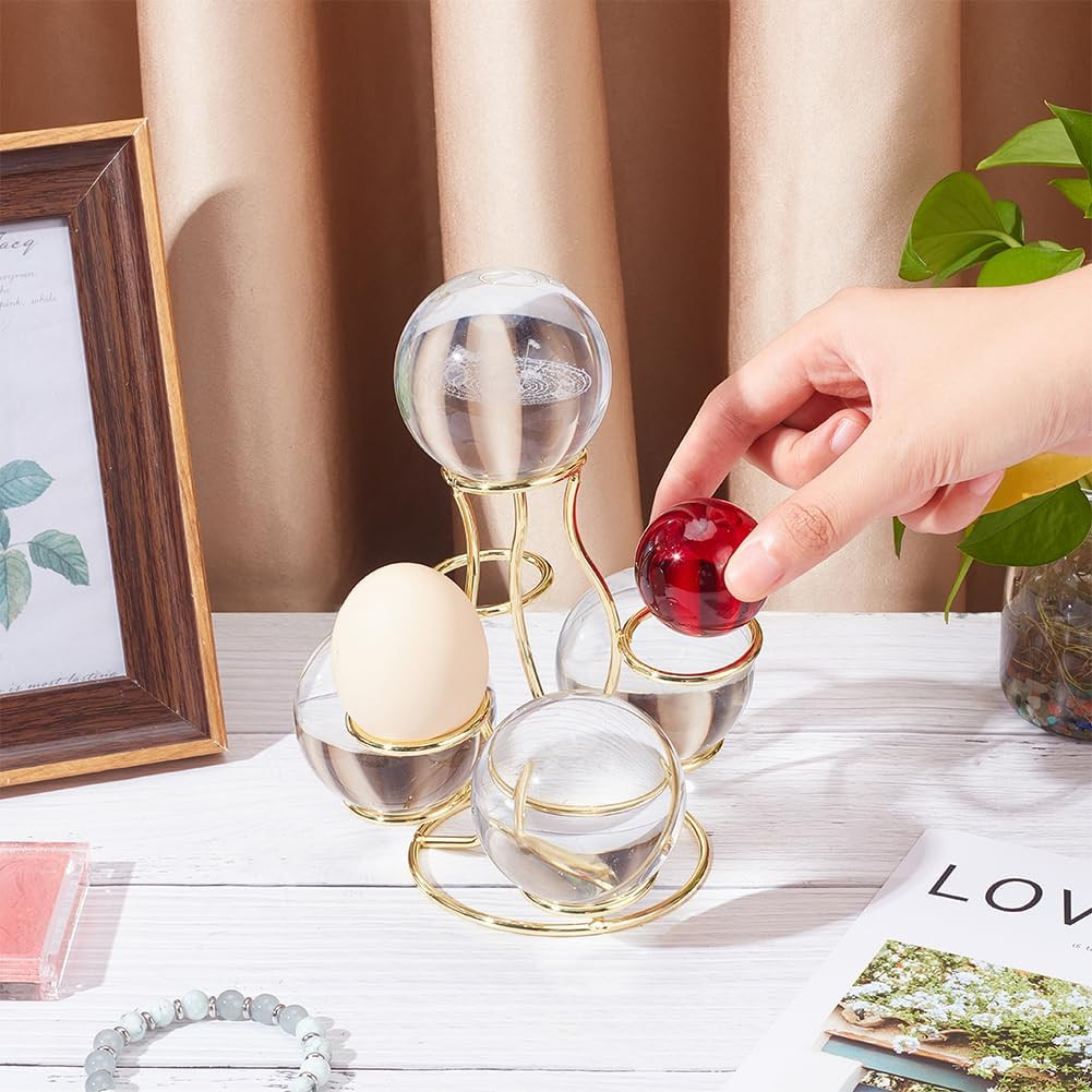 Crystal Ball Holders, 7 Eggs Display Stand Light Gold Iron Multi-Sphere Display