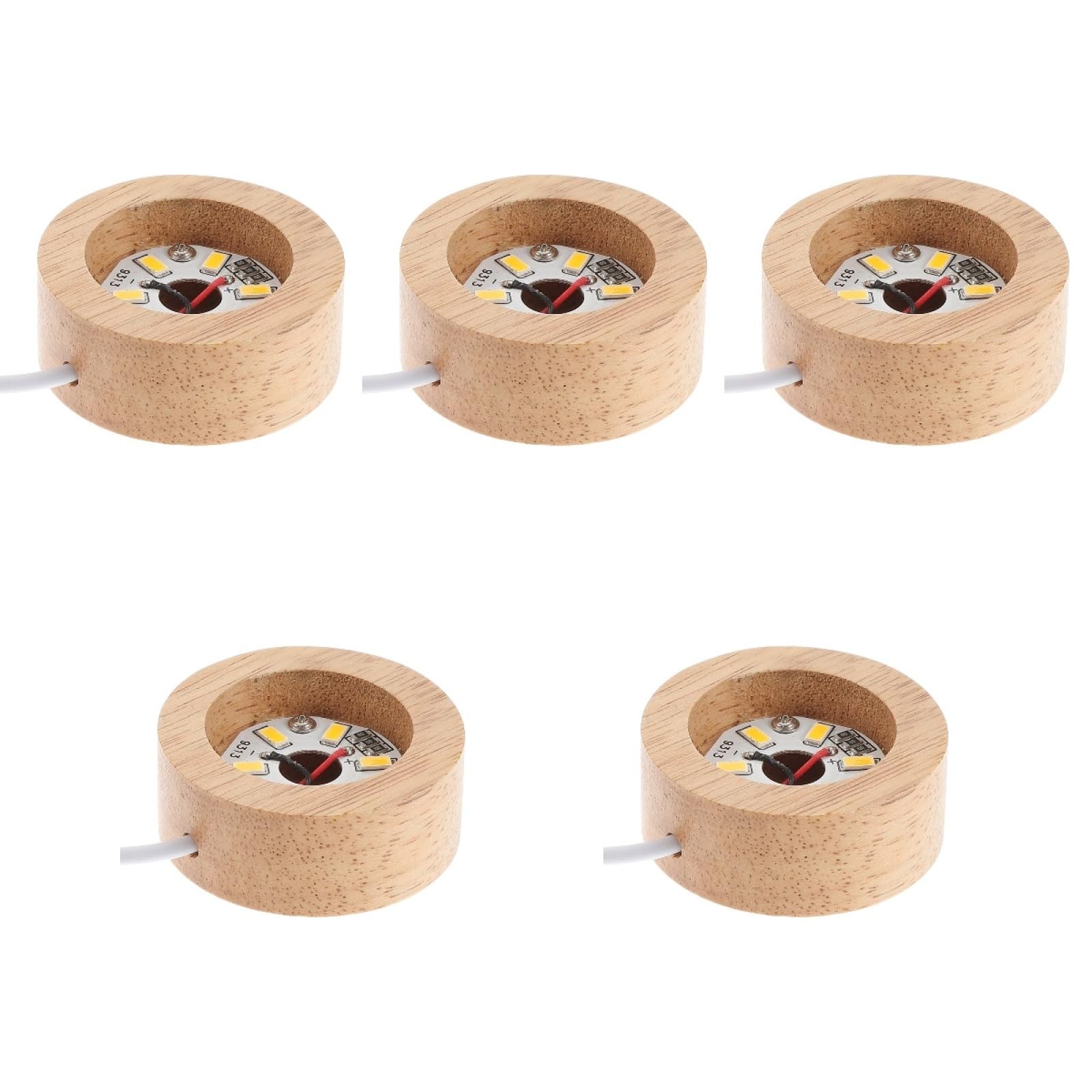 5 Pcs Wooden LED Display Base Wooden Lighted Base LED Light Stand Bases for C…