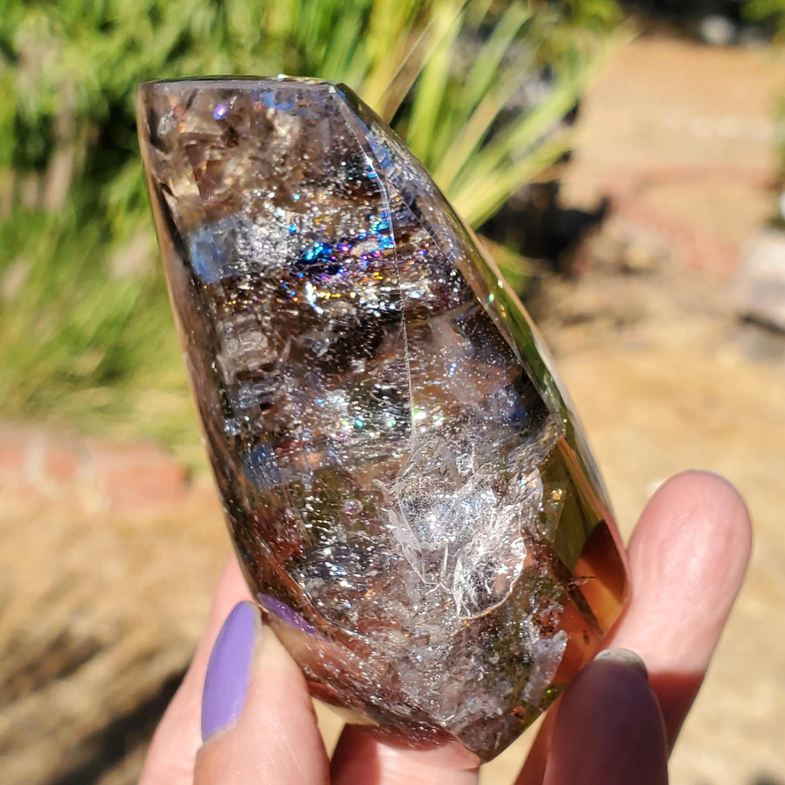 Light Smoky Quartz Rainbow Phantoms Crystal Free Form | 254 grams