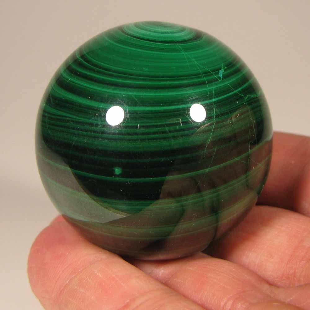 48mm MALACHITE Polished Gemstone Sphere Ball w/ Stand – Congo, Africa