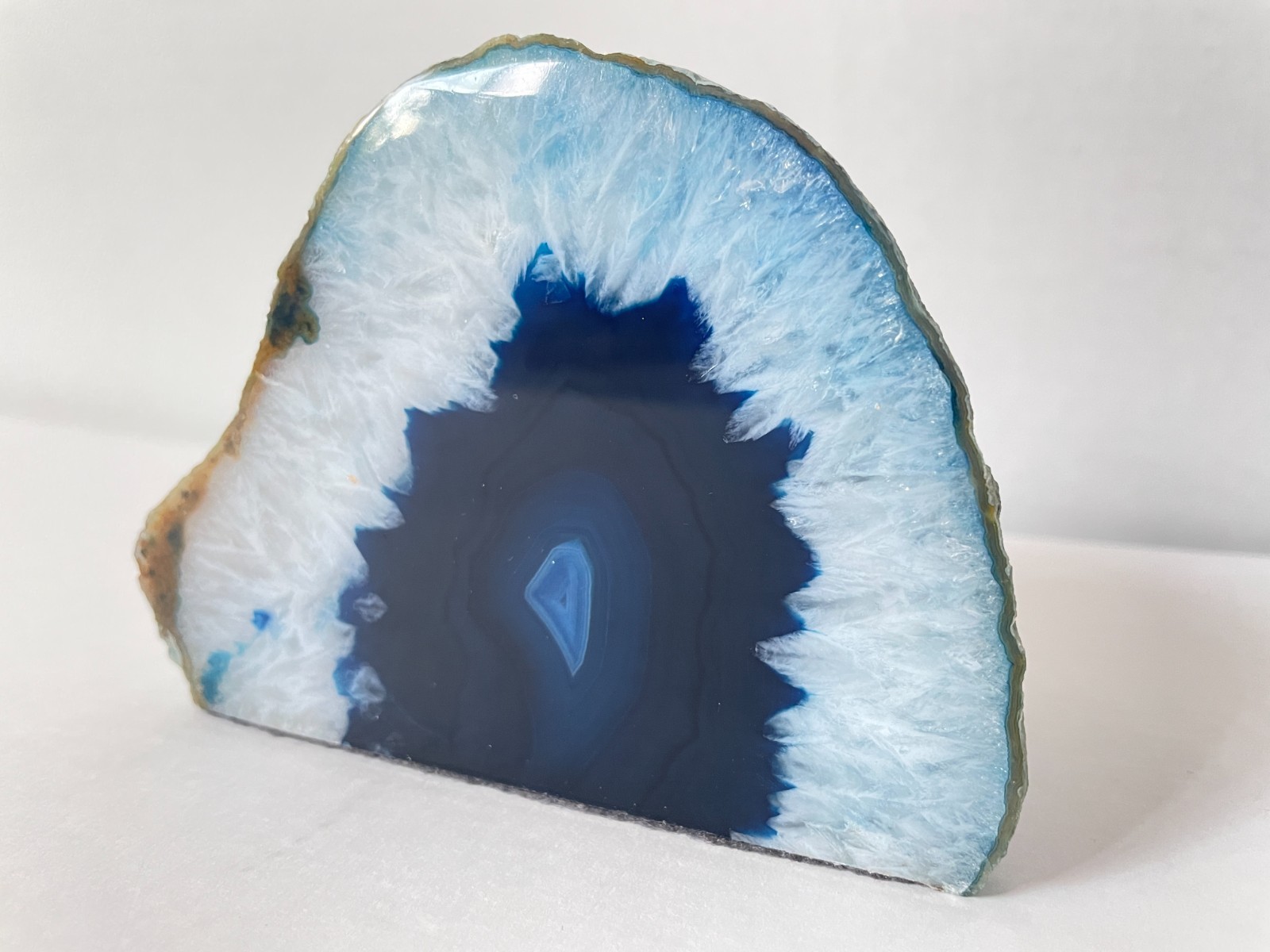 Quartz Crystal Druzy Half-Polished Blue Agate Geode Candle Holder Crystal Decor
