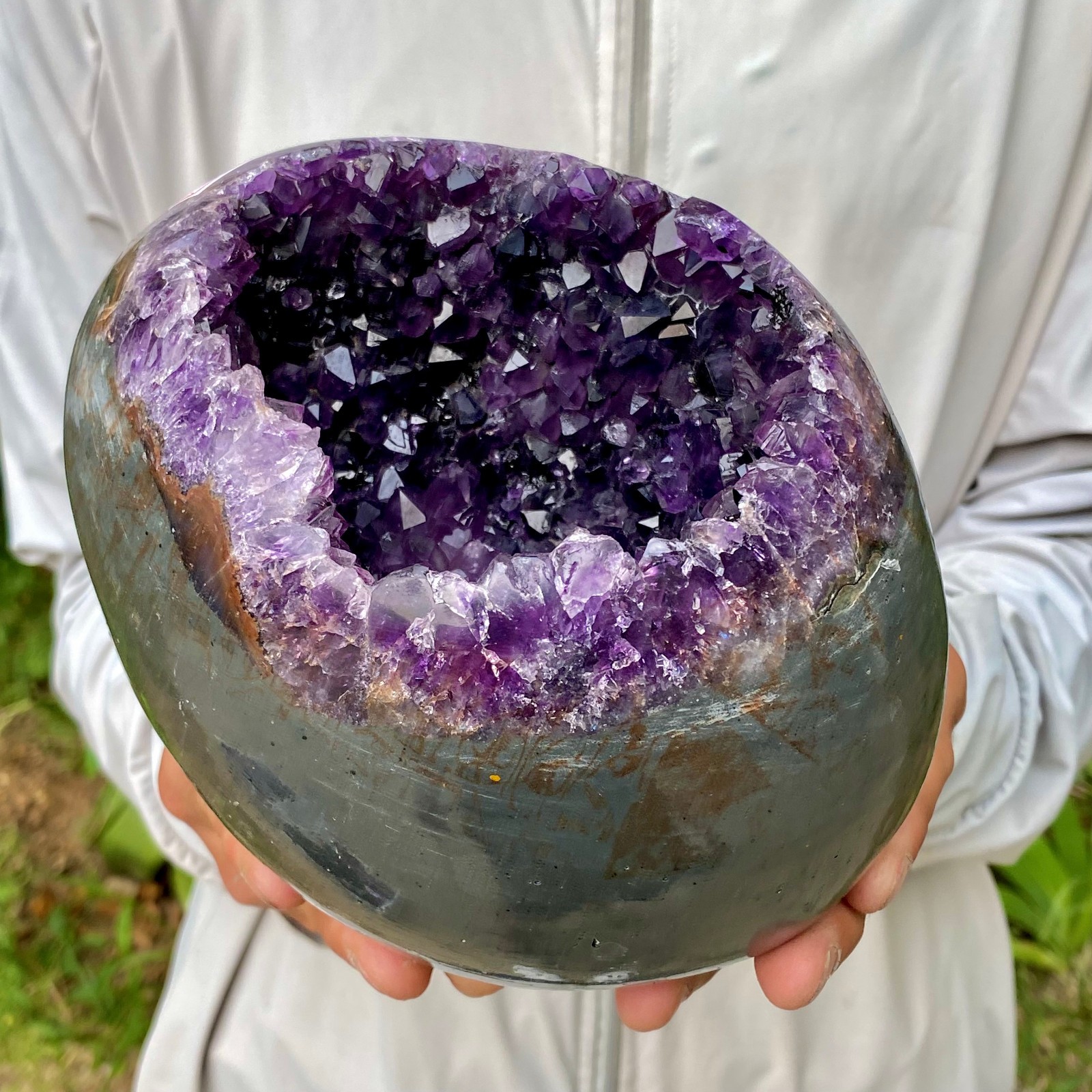 7.47LB Large Natural Amethyst geode quartz cluster crystal Egg specimen Healing
