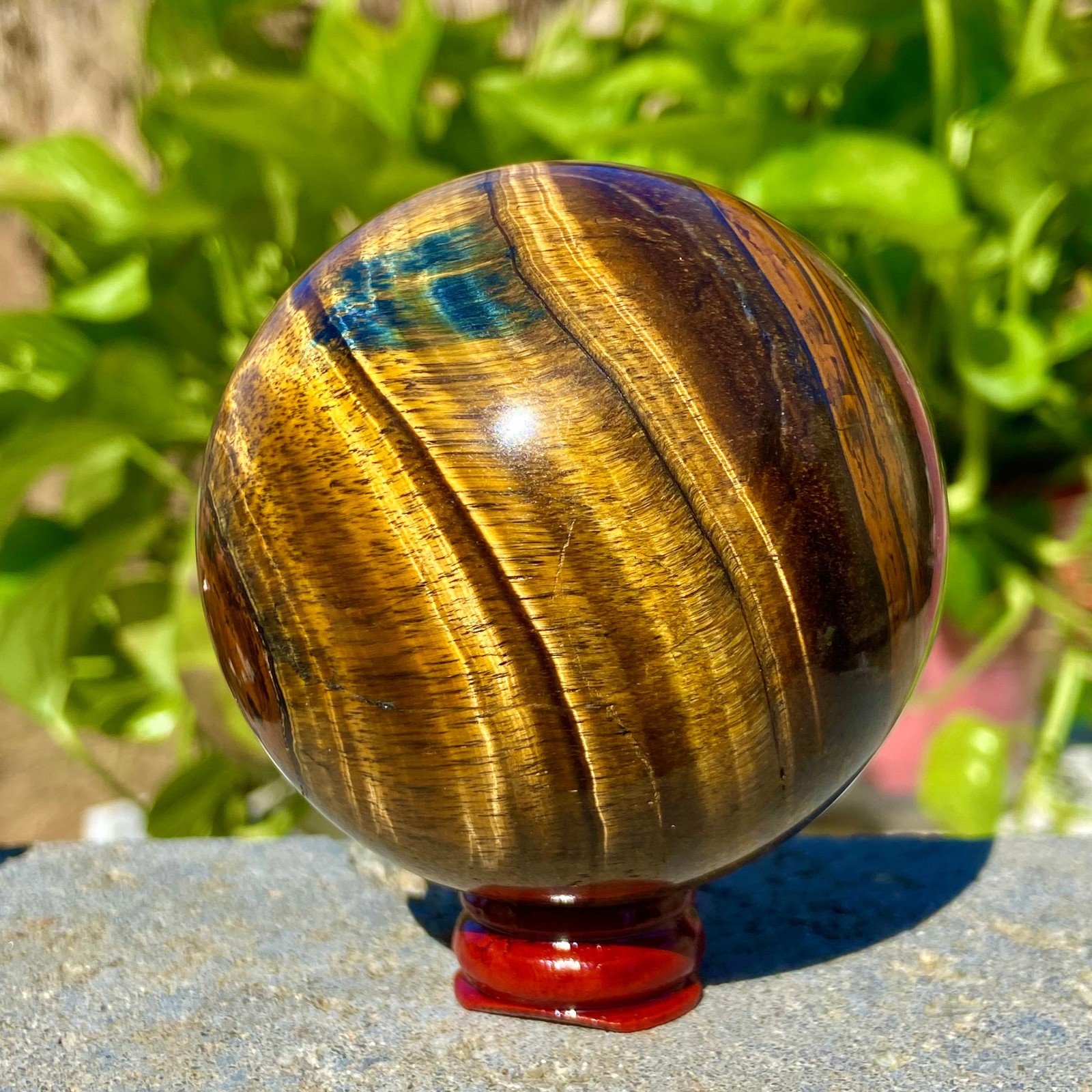 1.2LB Large Natural Tiger Eye Stone Crystal Ball Quartz Healing Sphere Décor