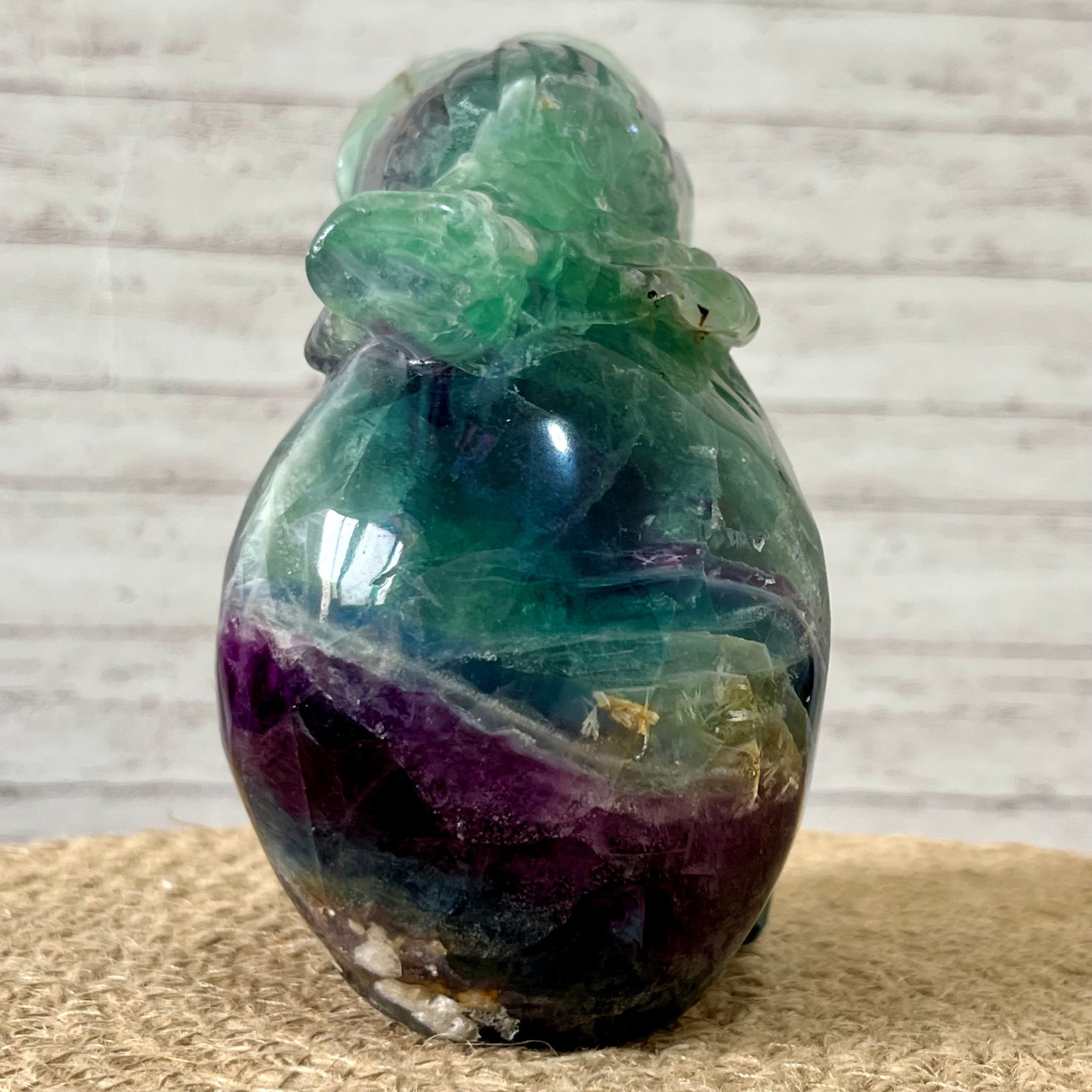 Fluorite Skull Carving with Rose Top – Natural Crystal Healing Decor Gift 3.9 lb
