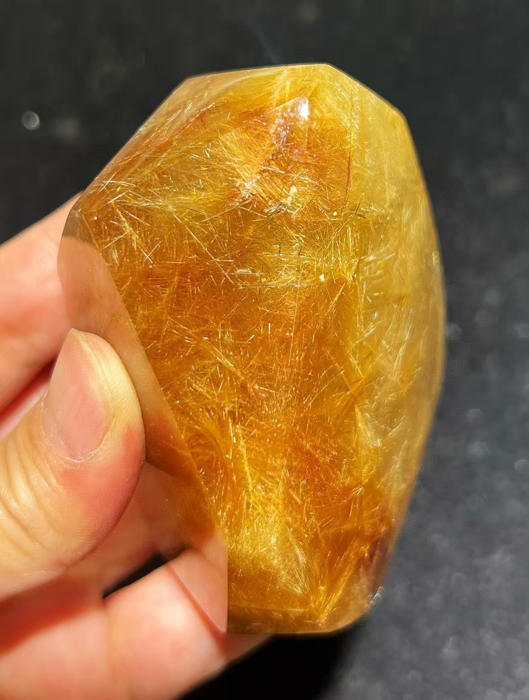 324g TOP Natural Rutilated crystal quartz mineral specimen reiki Decor+stand