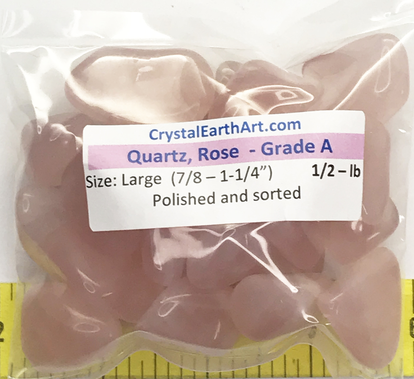 QUARTZ ROSE Large (7/8″ to 1-1/4″ or 20-30mm) Grade A polished stones 1/2 lb.