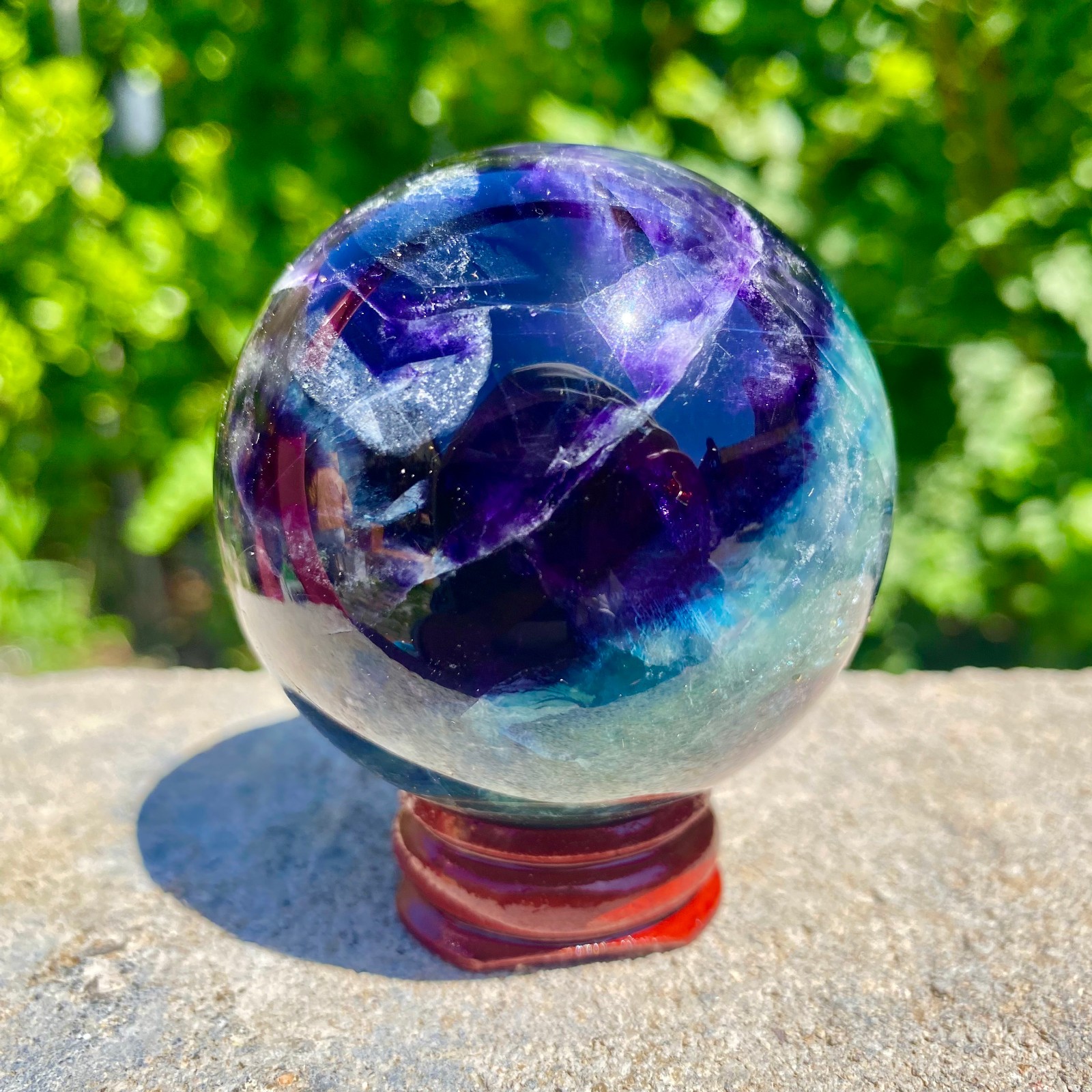 304G natural Green fluorite ball quartz crystal Sphere Reiki energy healing