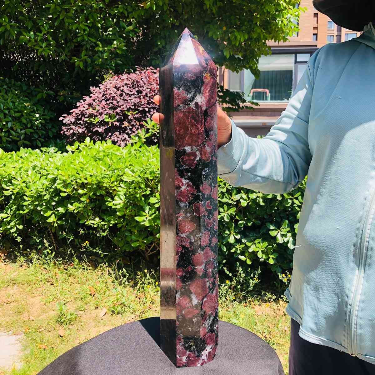16LB Natural Garnet Fireworks Obelisk Quartz Tower Crystal Wand Point Healing