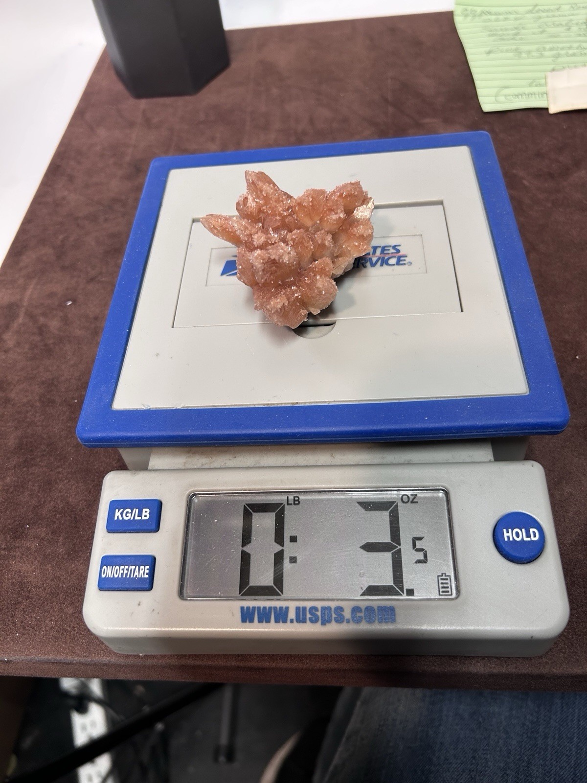 Peachy Salmon Orange Calcite on Calcite Santa Eulalia Mexico Joseph Simon