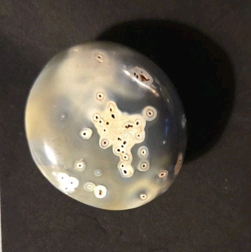Chalcedony Orca Agate Tumbled Polished NEW Approx. 2.25×2 Inches Pretty Palm Sz.