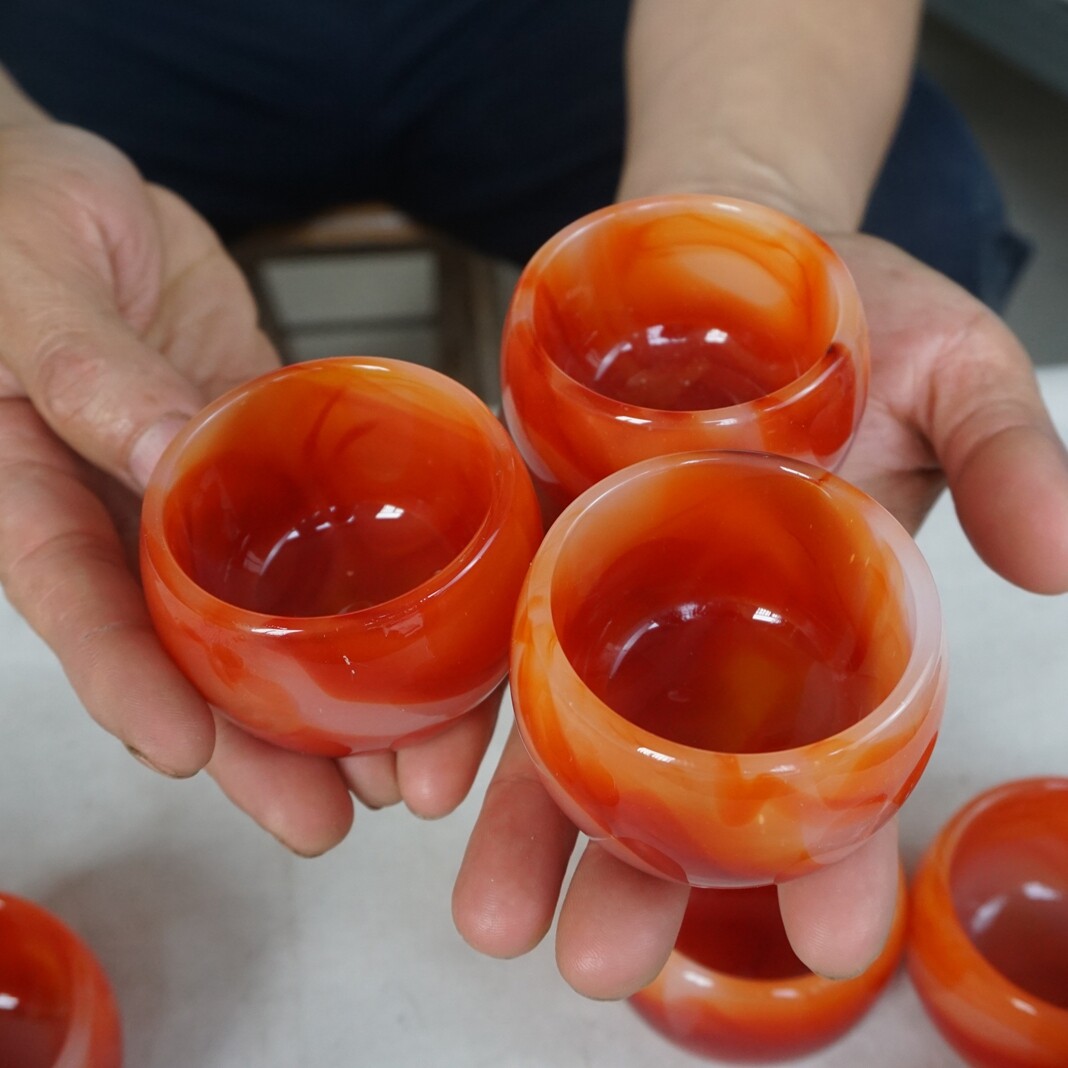 5 Pieces Manmade Art Agate Carnelian Quartz Crystal Bowl Cup Carving Healing