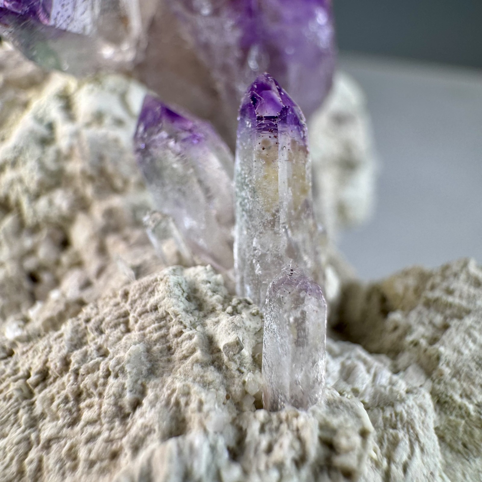 Fine Amethyst Crystals on Microcline: Brandberg Complex, Brandberg Area, Namibia