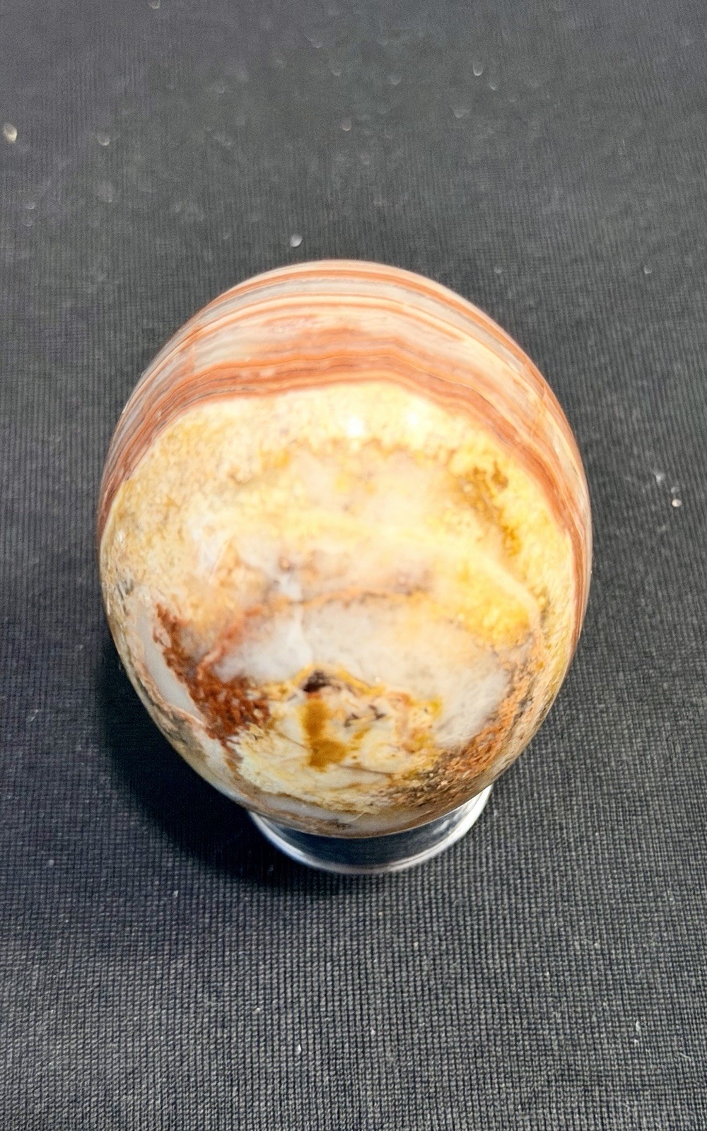 Polished Banded Agate Egg 3”Carnelian Sardonyx Onyx Stone Stand