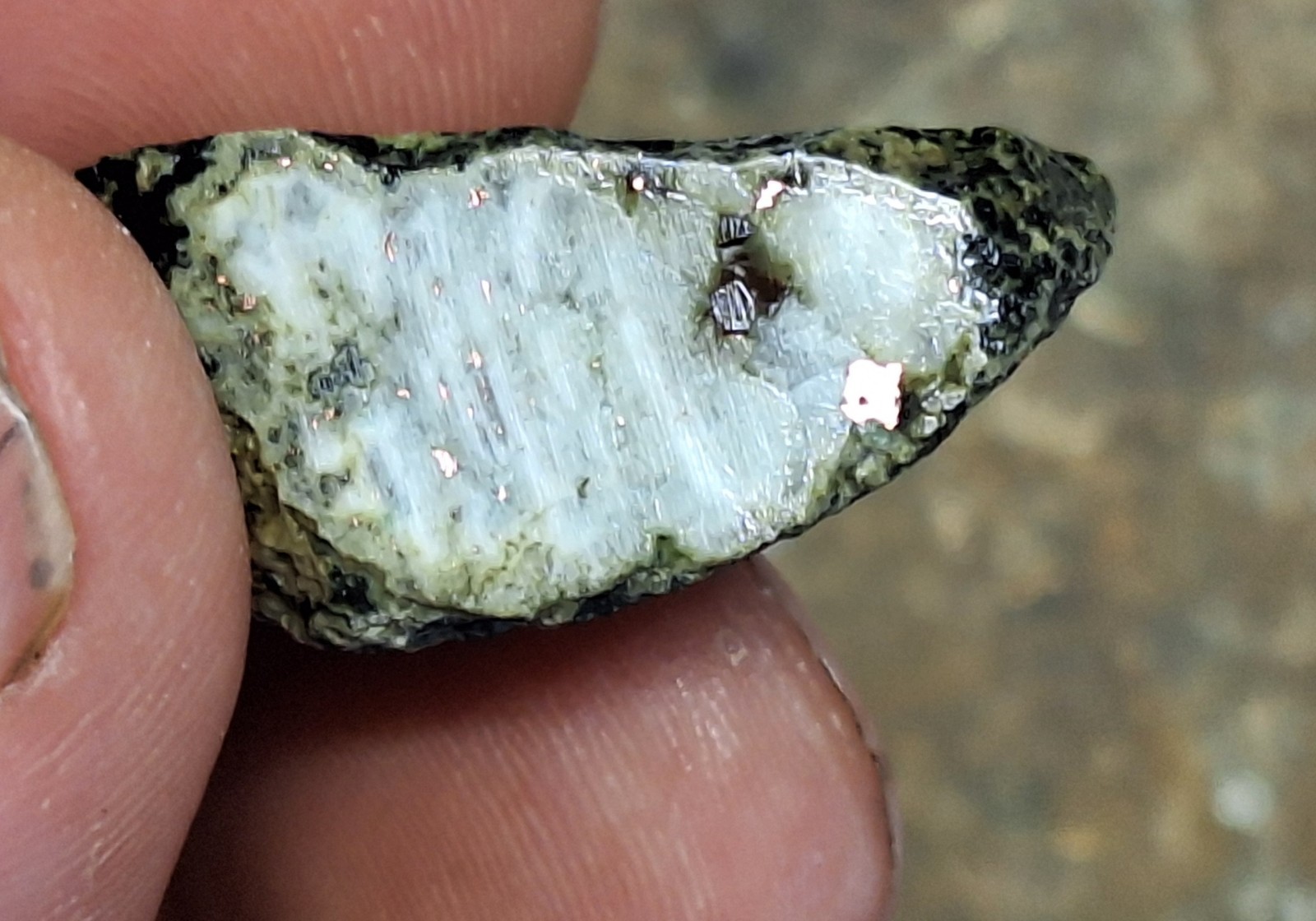 Copper Replacement Agate In Greenstone – Wolverine #2 Copper Mine – Michigan