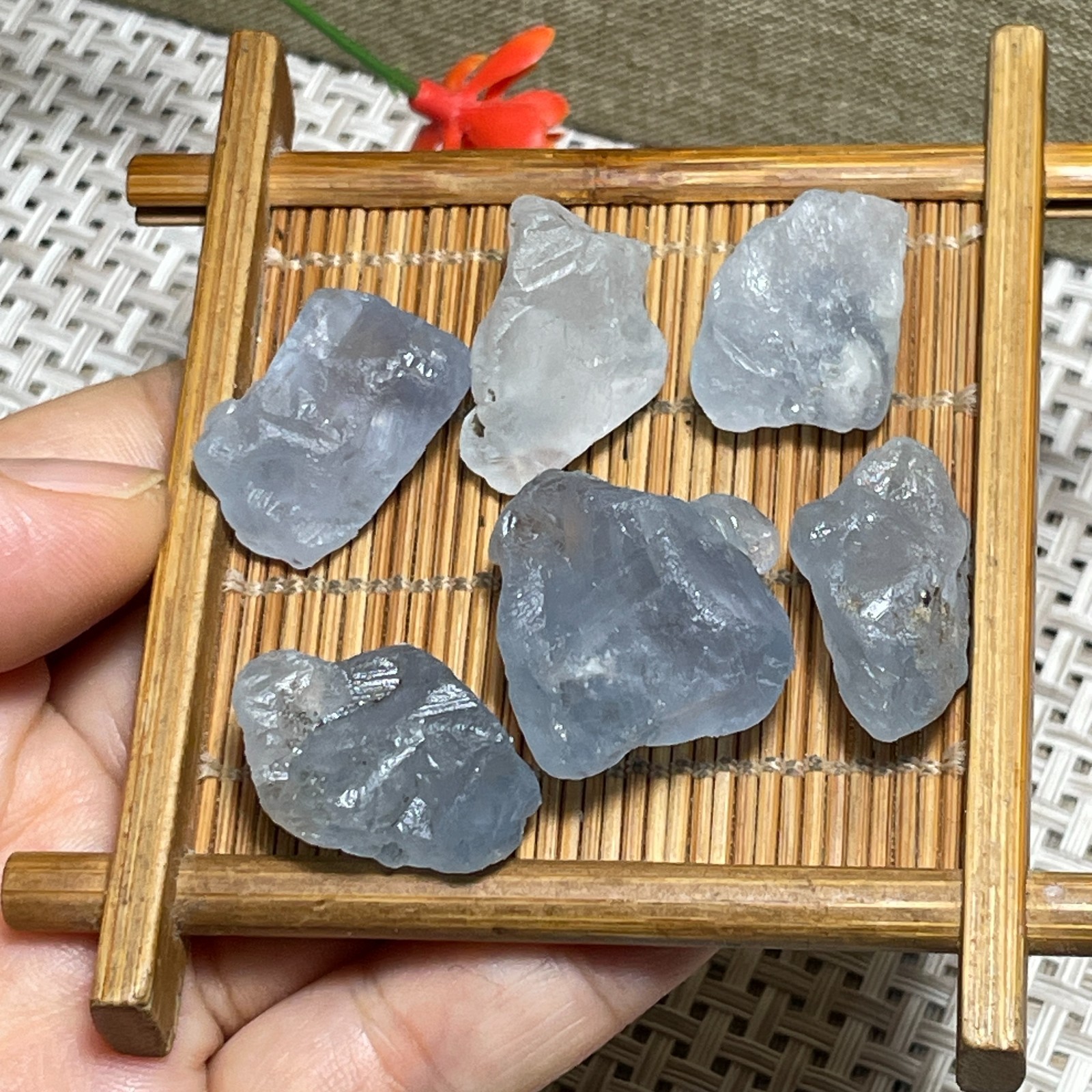 6pcs Celestite Sky Blue Crystals Natural Gemstones Mineral Specimens 56g c180