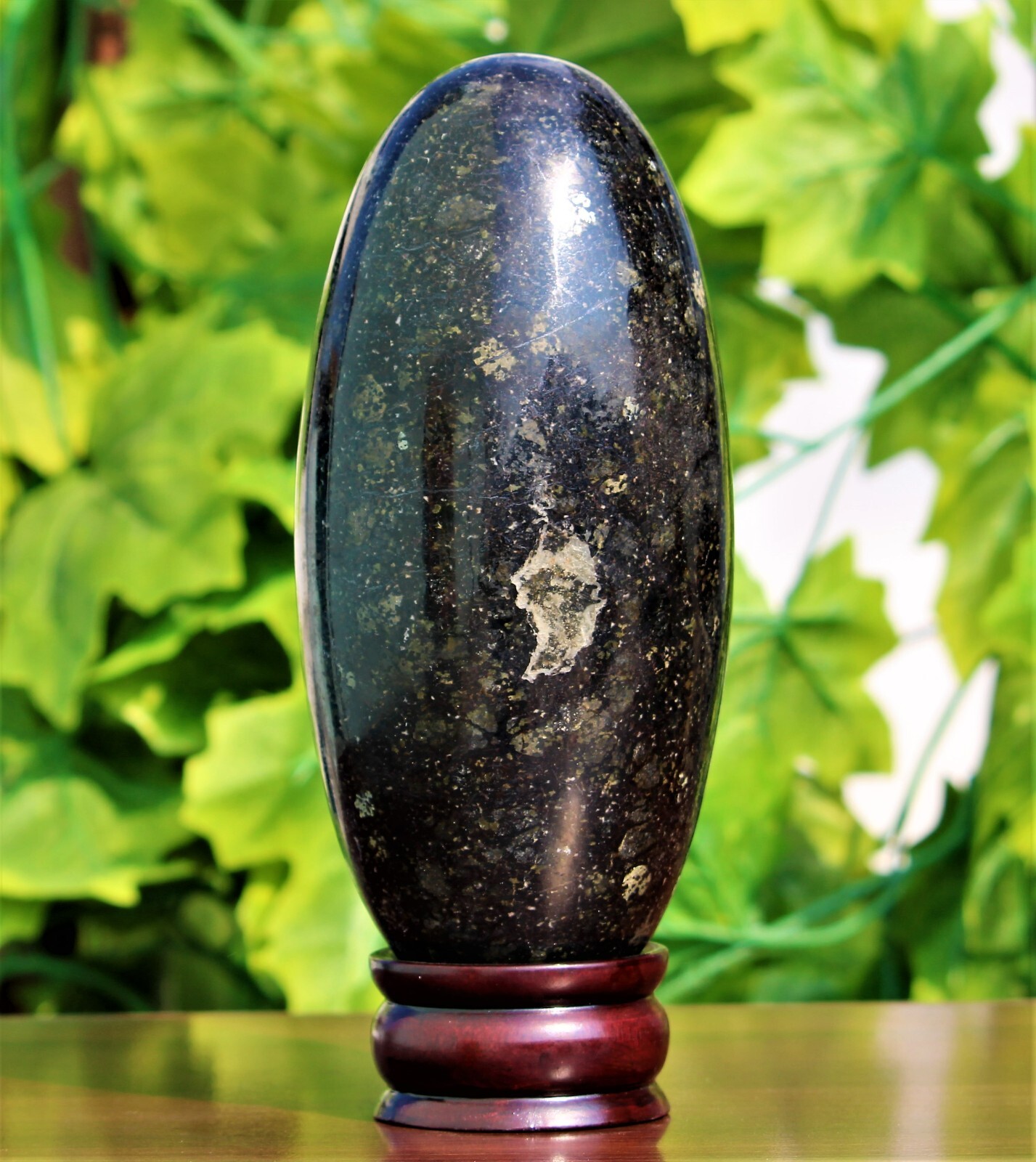 185MM Black Nuummite Crystal Healing Energy Reiki Aura Metaphysical Stone Lingam