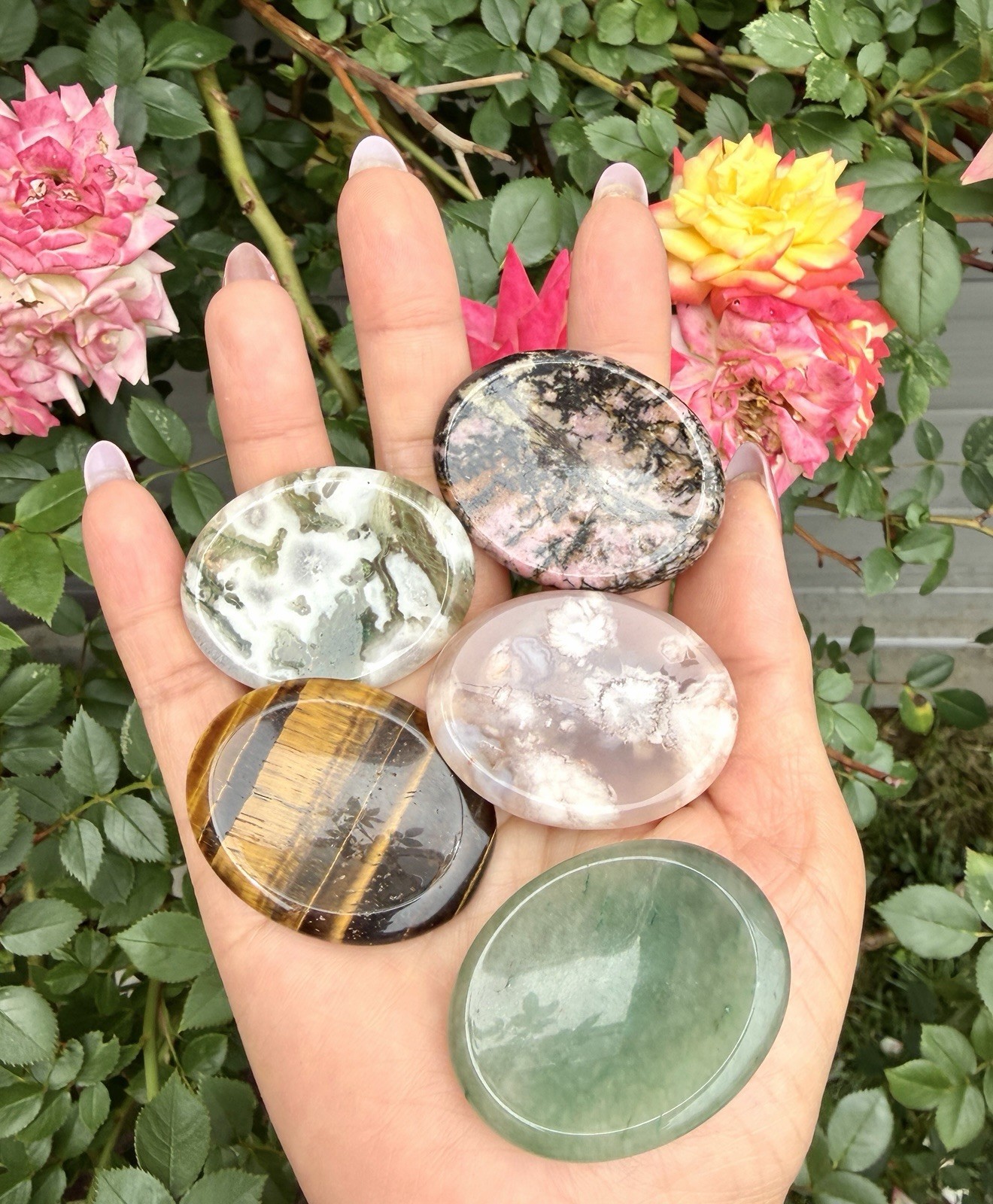 Wholesale Lot 9 PCs Natural Mixed Crystal Worry Stone Healing Energy