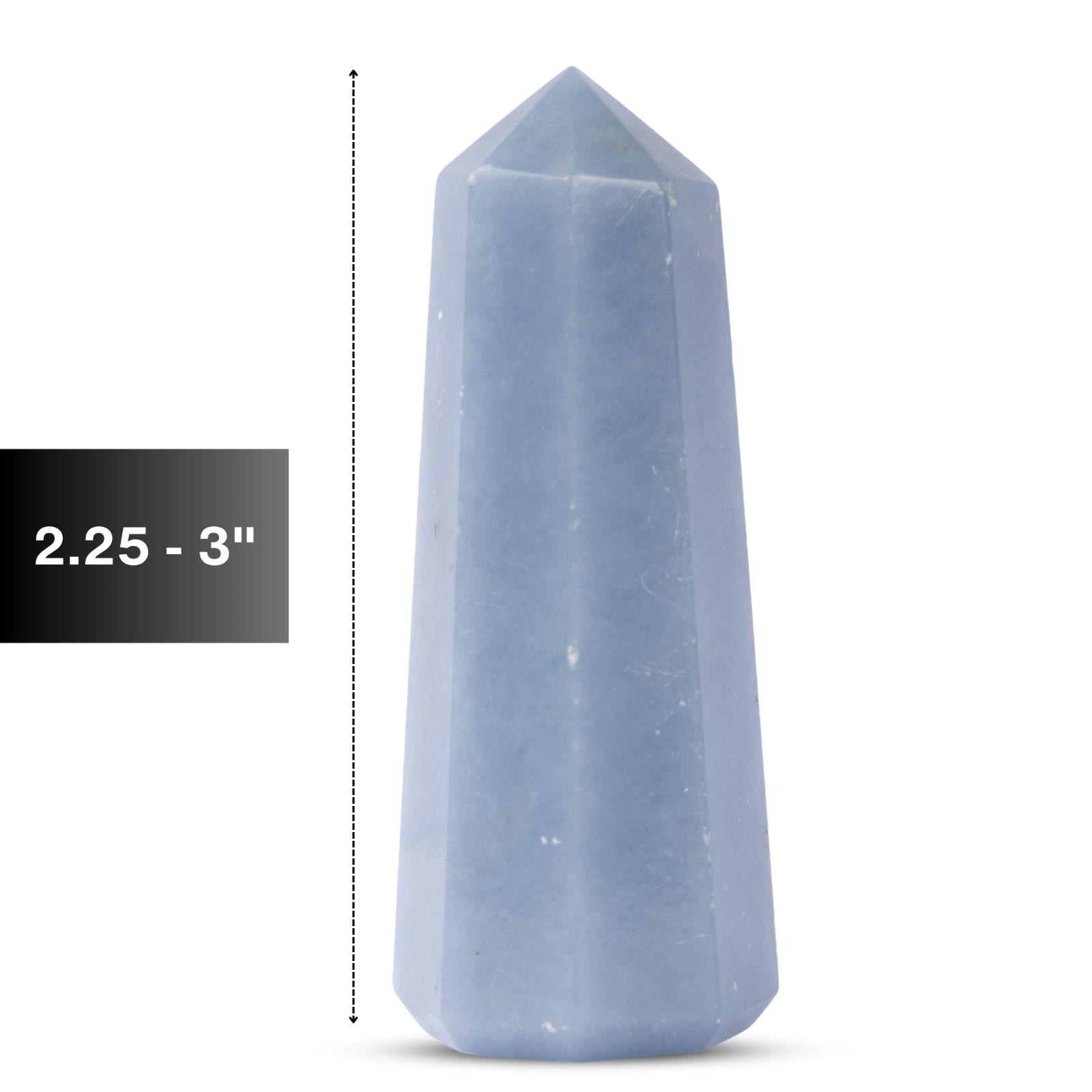 Natural Angelite Obelisk Point Crystal Tower 2.5-3″, Healing Crystals and Stones