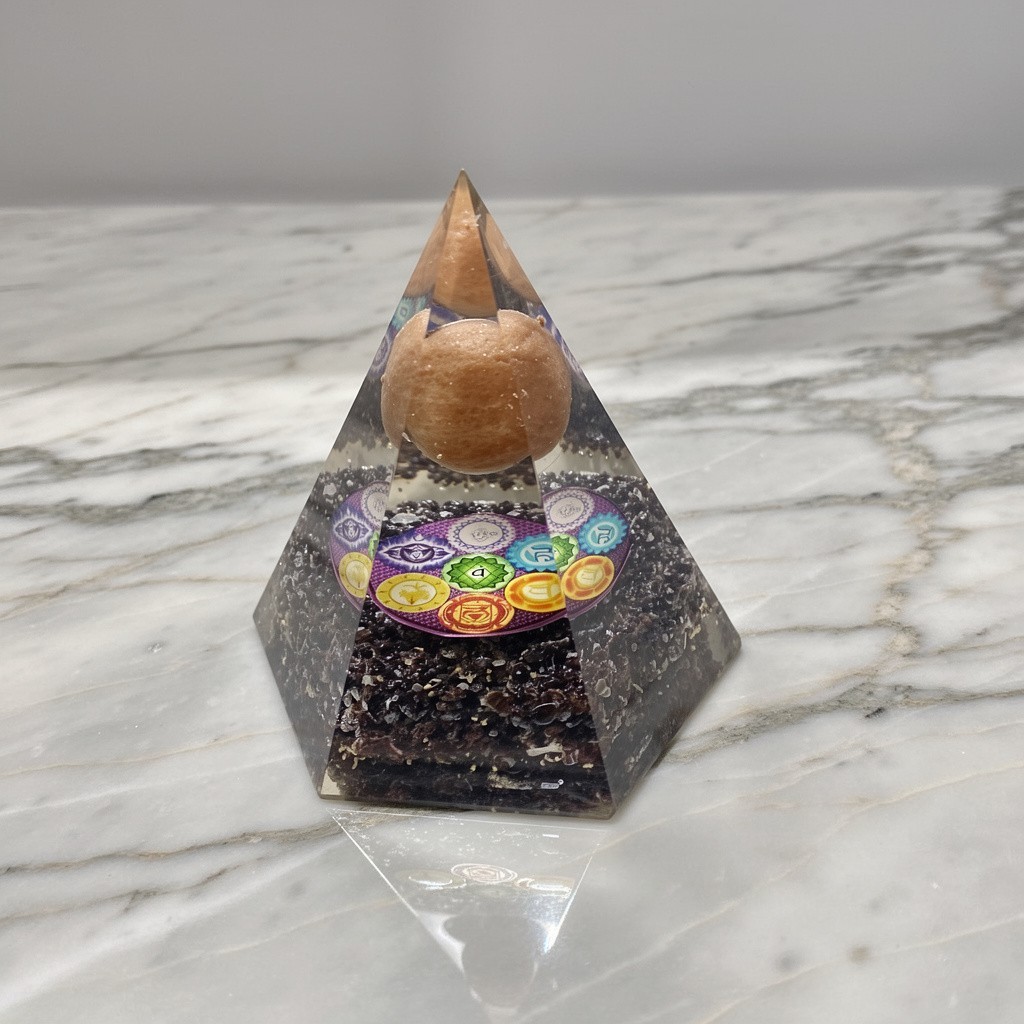 Handmade Garnet Orgone Pyramid – Chakra Healing Energy Tool for Protection
