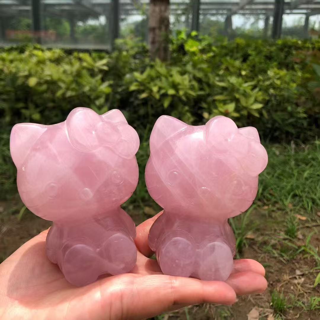 1pc Natural Pink Rose Quartz Hand Carved Crystal Skull Reiki Healing Decor