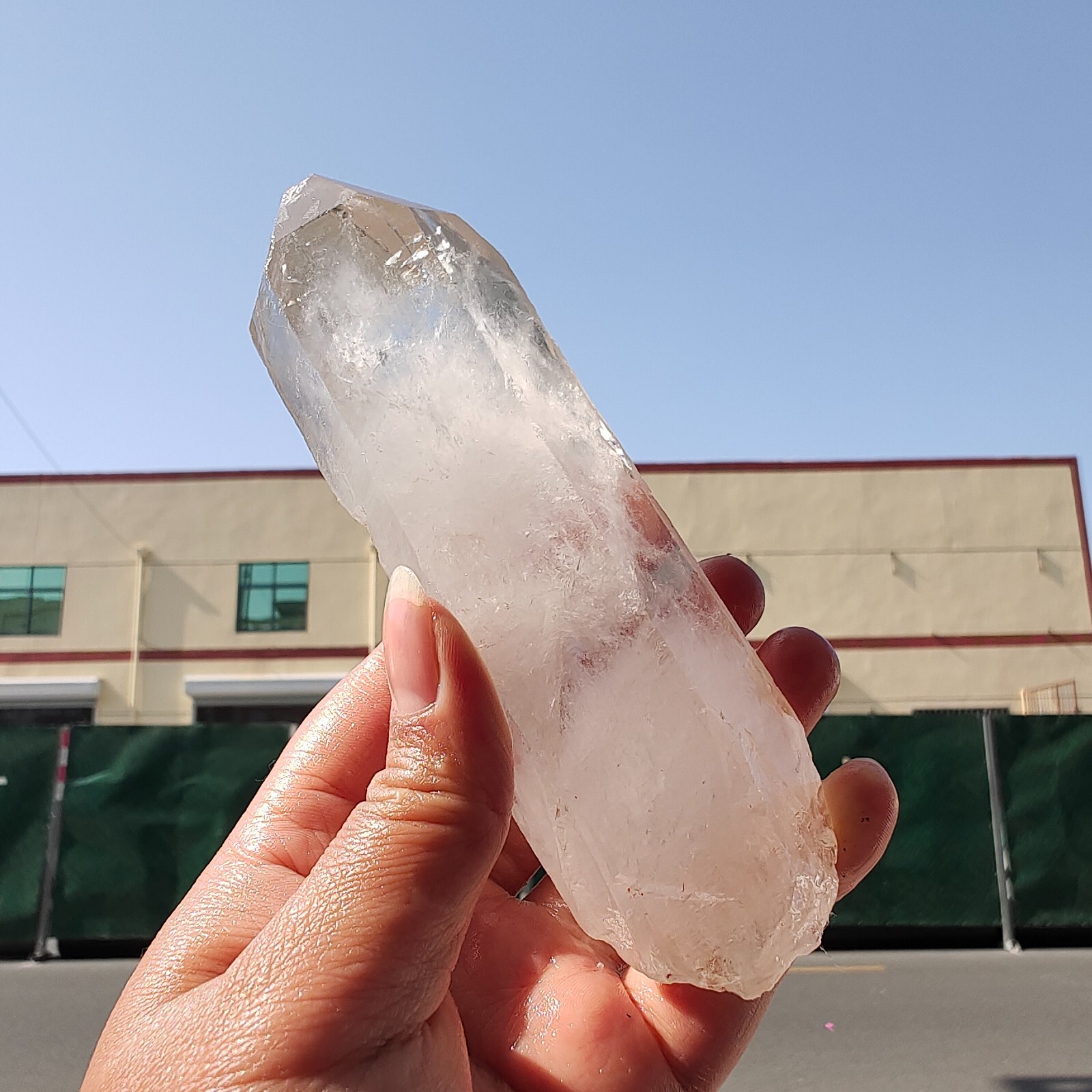 340g Bright LEMURIAN Healer Quartz Crystal RECORD KEEPER Dazzling X226