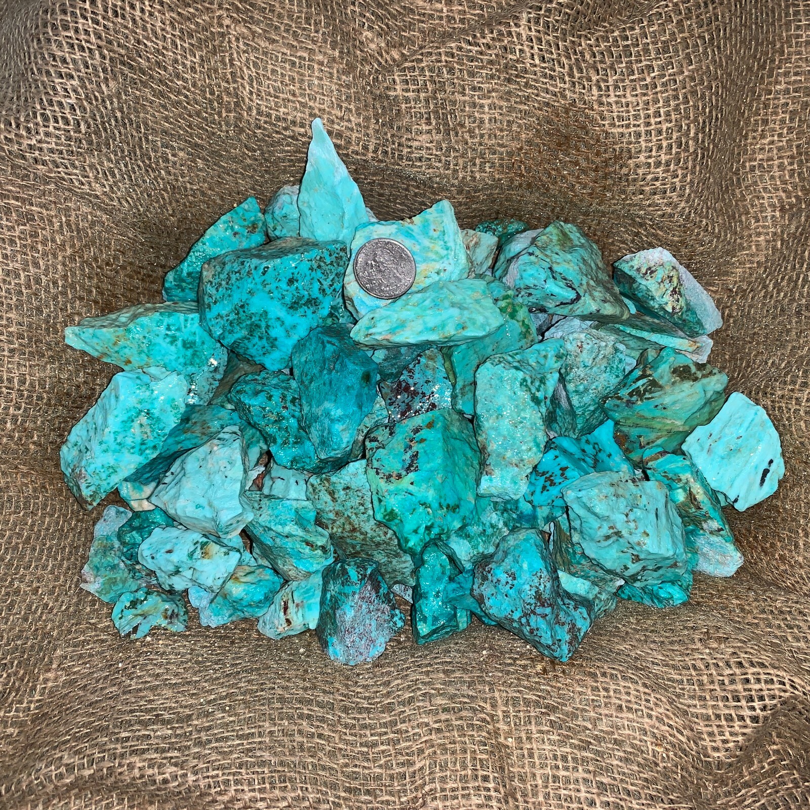 2000 Carat Lots of Natural Turquoise Rough + a Free Faceted Gemstone