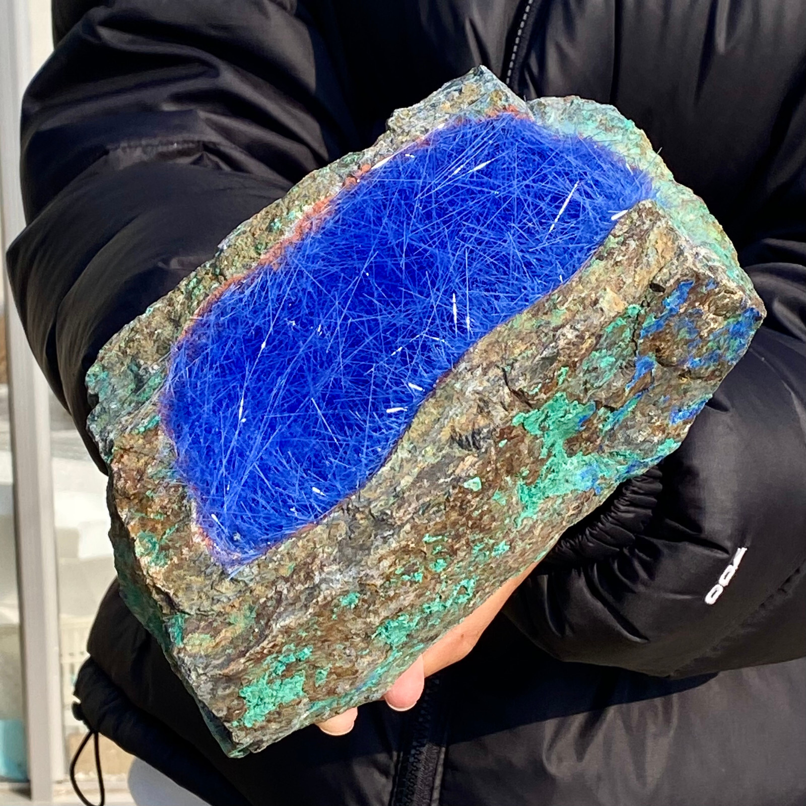 8.18LB Natural Blue Needle Iron Ore Mineral , Original Ore Quartz Crystal