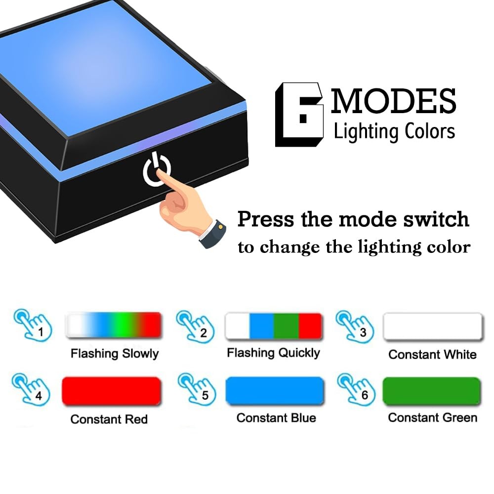 LED Light Base for Glass Art Lighted Display Stand for 3D Crystal Square Mult…