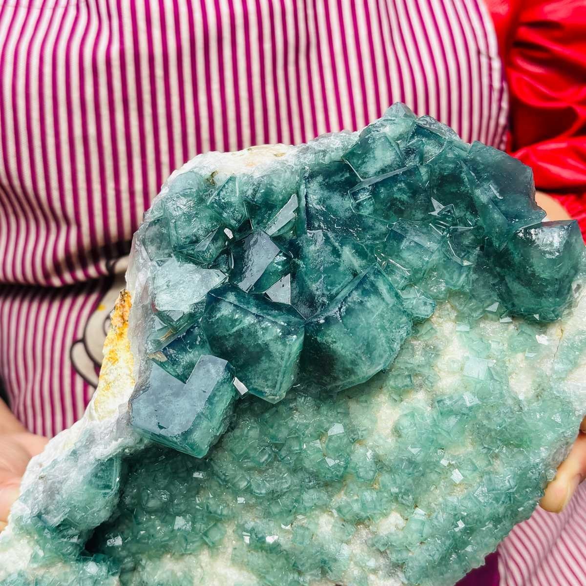 5.25 LB Large Natural Green Fluorite Crystal Cluster Healing Specimen 4156
