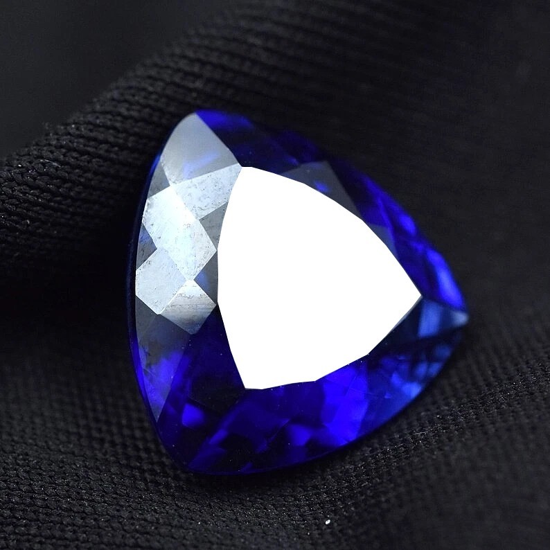 12 Ct Natural Trillion Cut Kashmiri Royal Blue Sapphire Certified Loose Gemstone