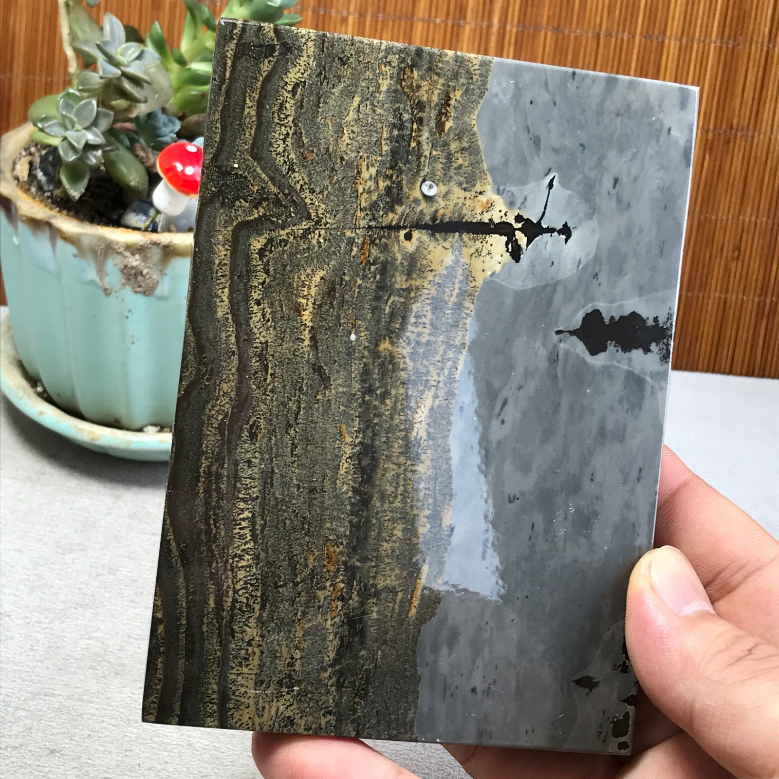 290g Natural Chinese painting stone crystal ornaments for home decoration A6423