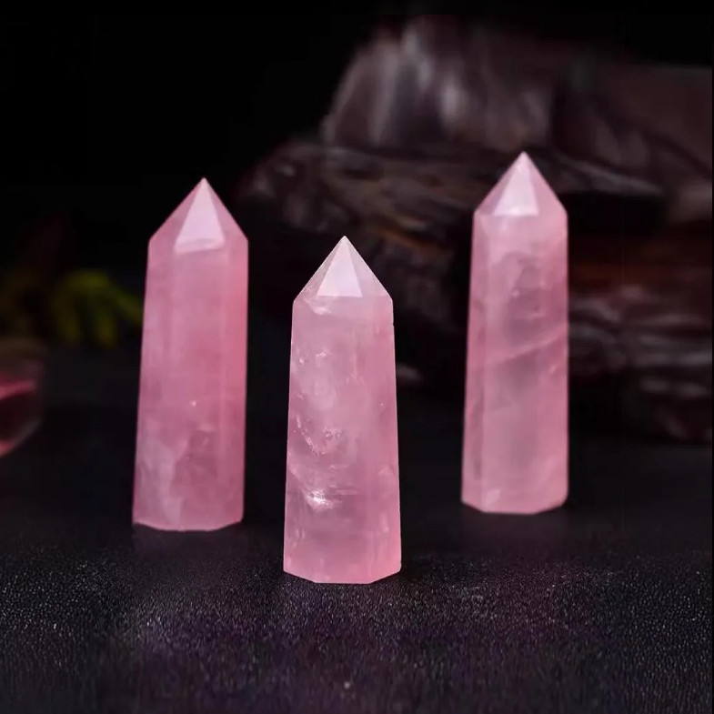 Rose Quartz Generator Tower Natural Pink Crystal Point 3in Meditation Healing