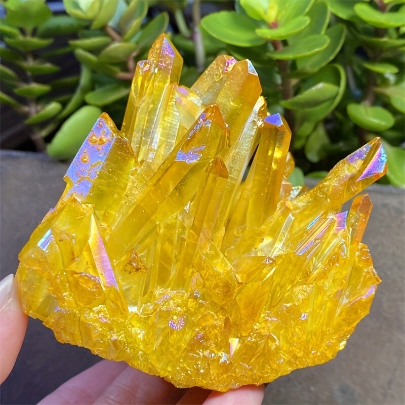 Angel Aura Yellow Quartz Cluster Yellow Crystal Mineral Specimen Home Decoration