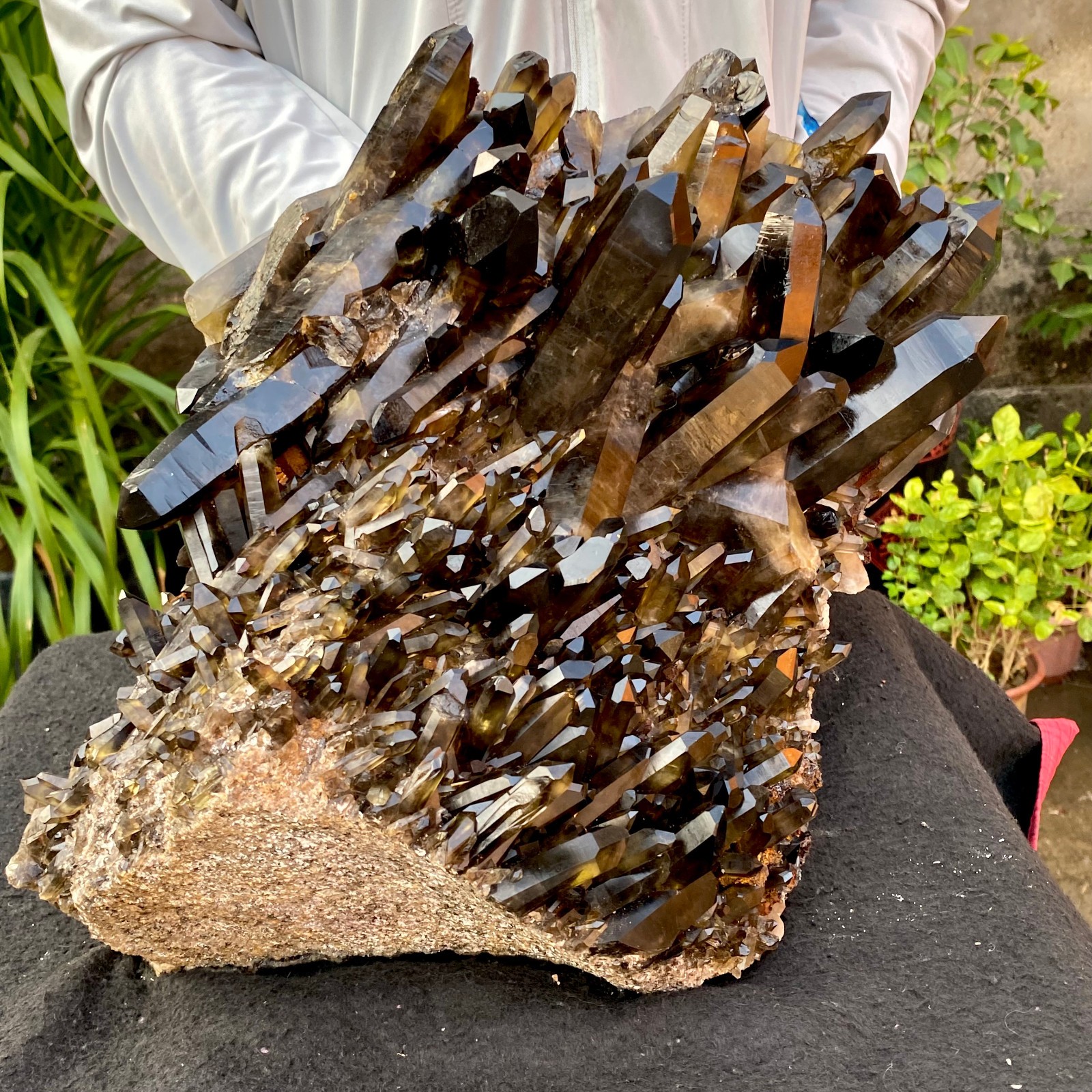 40.43LB Large Natural Black Smoky Quartz Crystal Cluster Raw Mineral Specimen