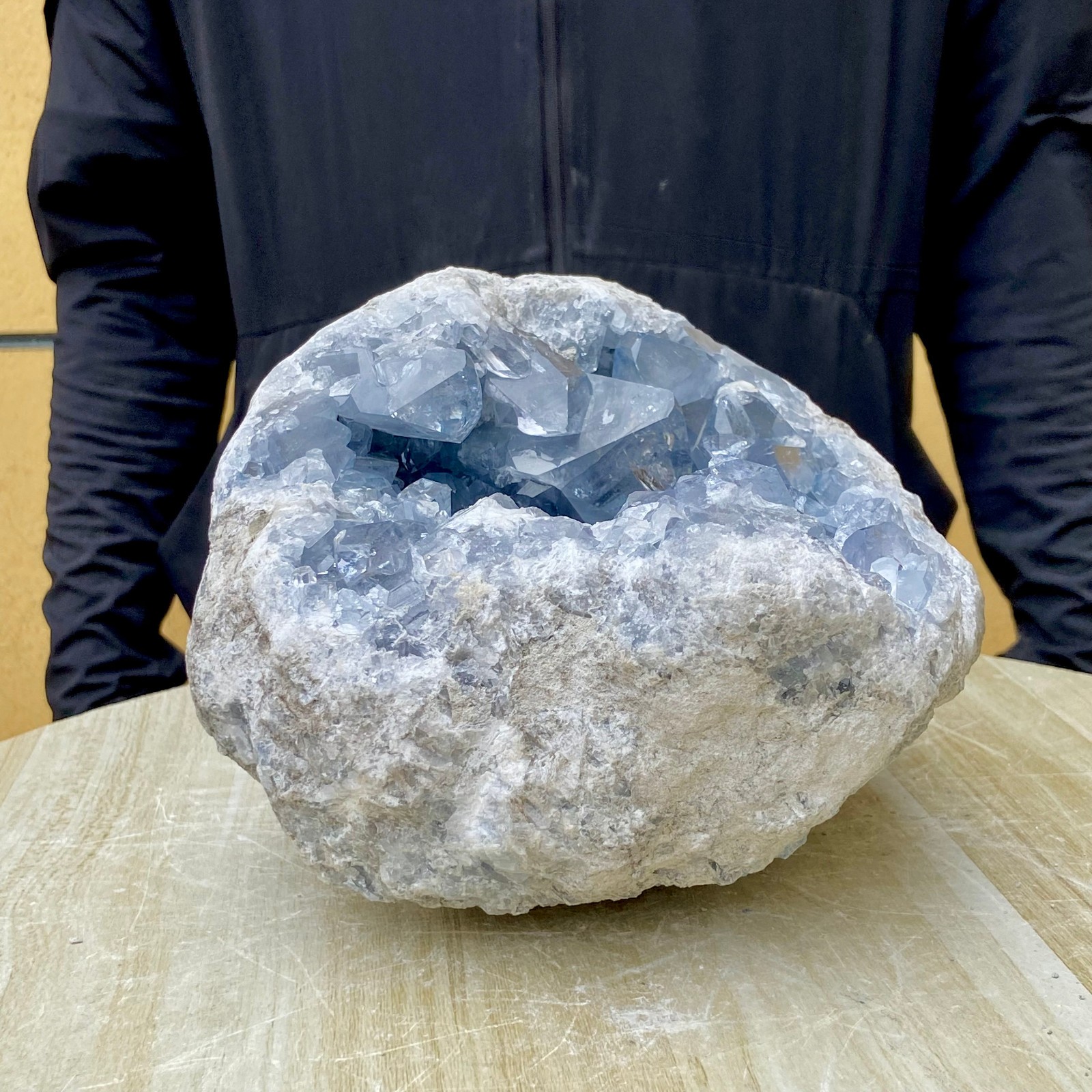 15.43LB Natural Beautiful Blue Celestite Crystal Geode Cave Mineral Specimen